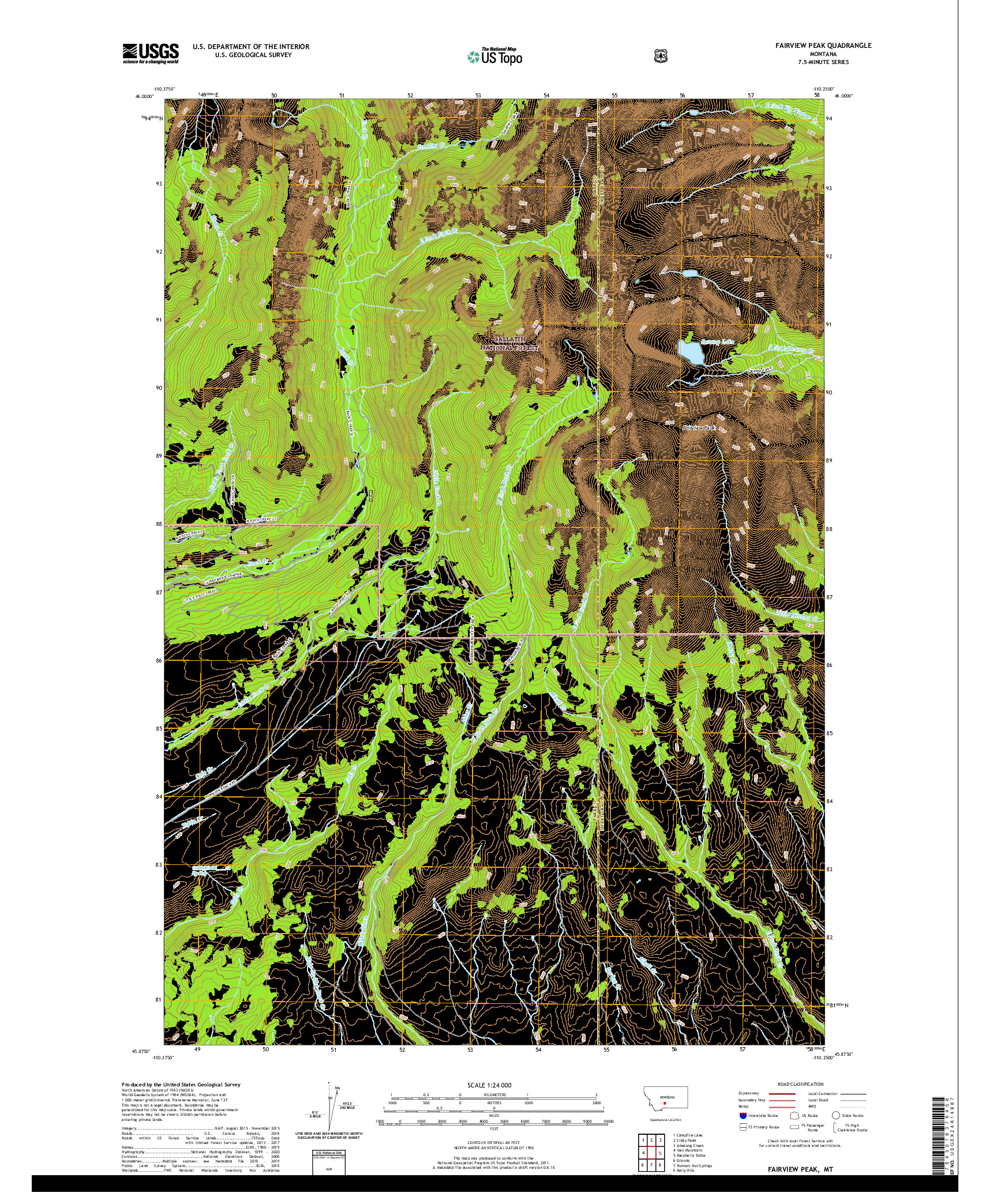 USGS US TOPO 7.5-MINUTE MAP FOR FAIRVIEW PEAK, MT 2020