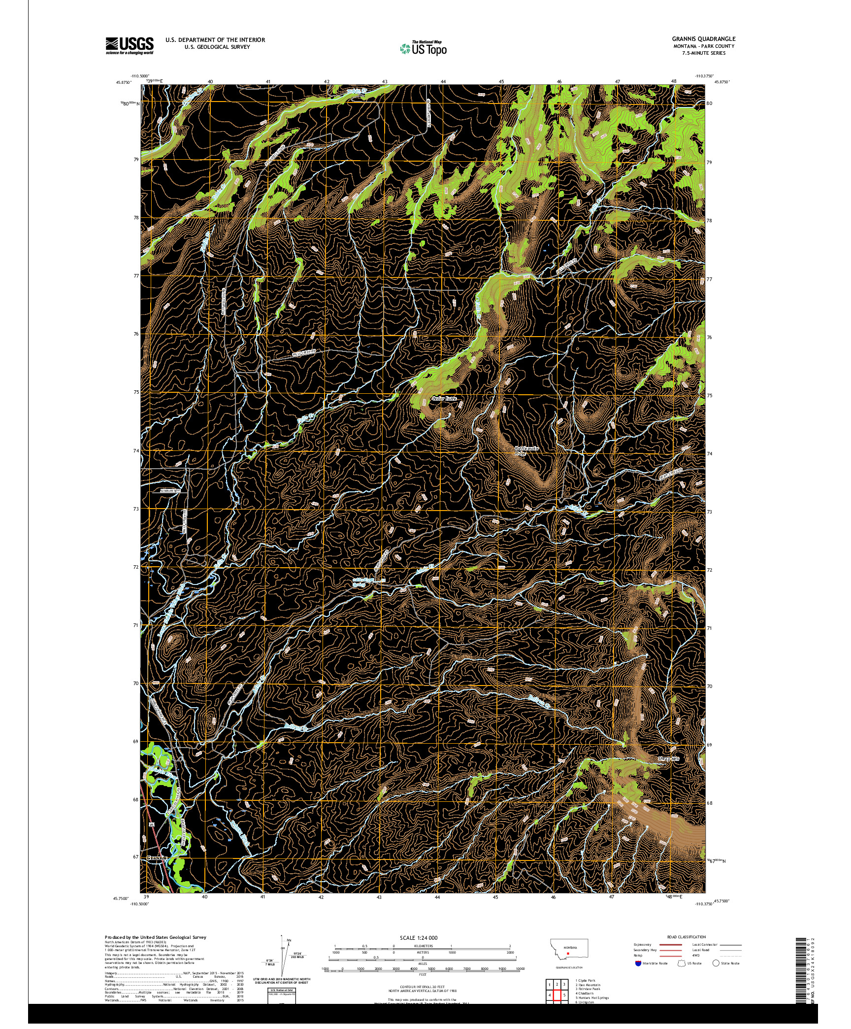 USGS US TOPO 7.5-MINUTE MAP FOR GRANNIS, MT 2020
