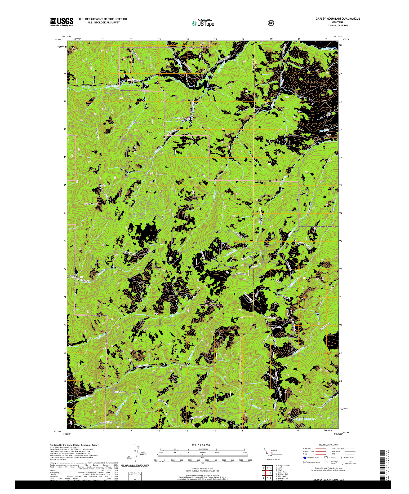 USGS US TOPO 7.5-MINUTE MAP FOR GRASSY MOUNTAIN, MT 2020