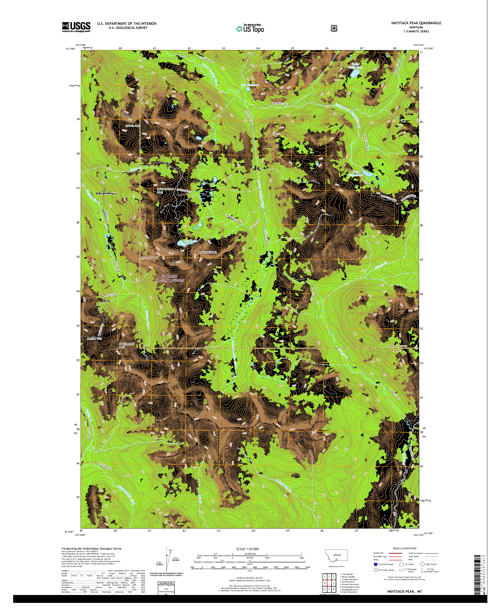 USGS US TOPO 7.5-MINUTE MAP FOR HAYSTACK PEAK, MT 2020