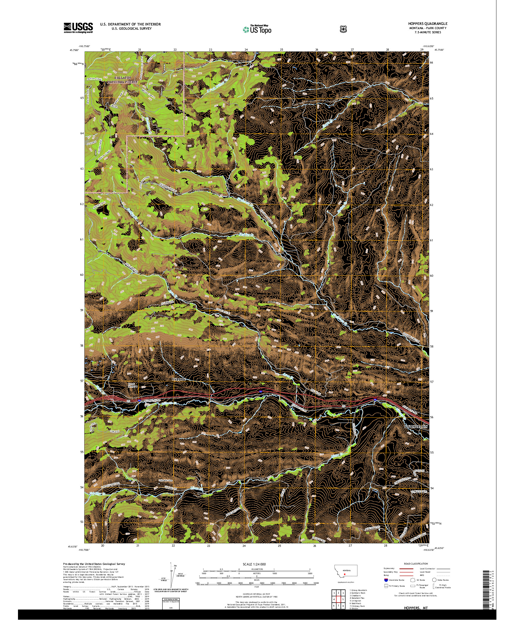USGS US TOPO 7.5-MINUTE MAP FOR HOPPERS, MT 2020