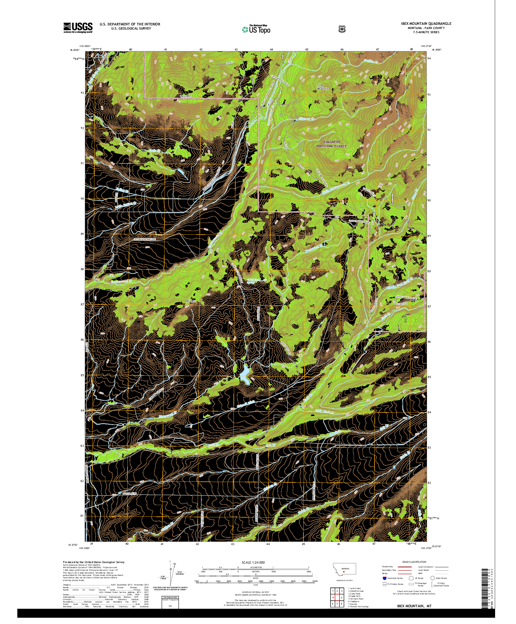 USGS US TOPO 7.5-MINUTE MAP FOR IBEX MOUNTAIN, MT 2020