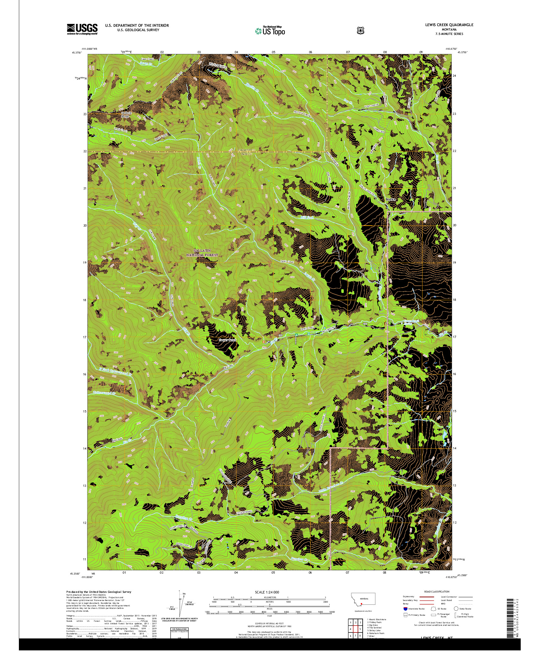 USGS US TOPO 7.5-MINUTE MAP FOR LEWIS CREEK, MT 2020