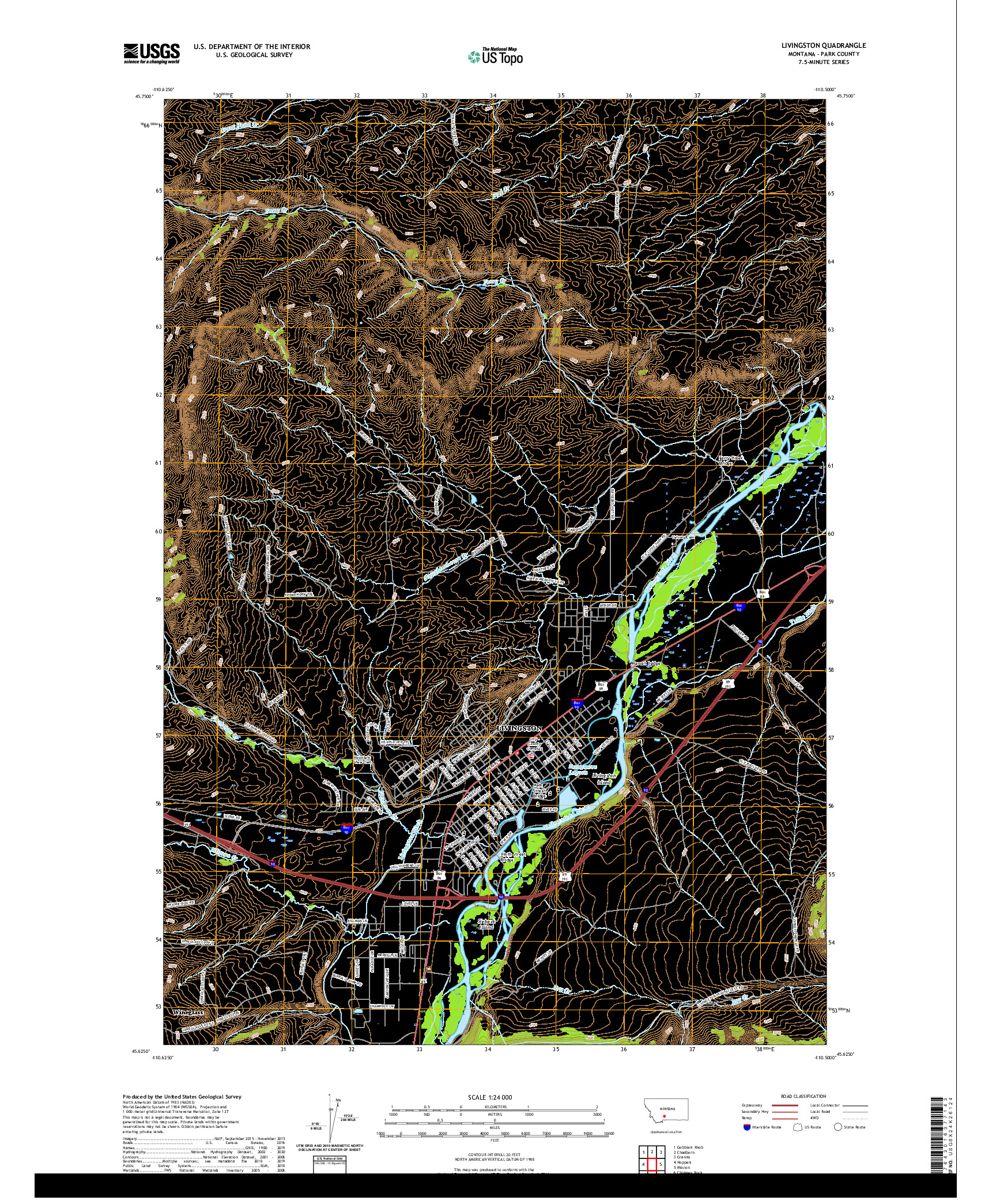 USGS US TOPO 7.5-MINUTE MAP FOR LIVINGSTON, MT 2020