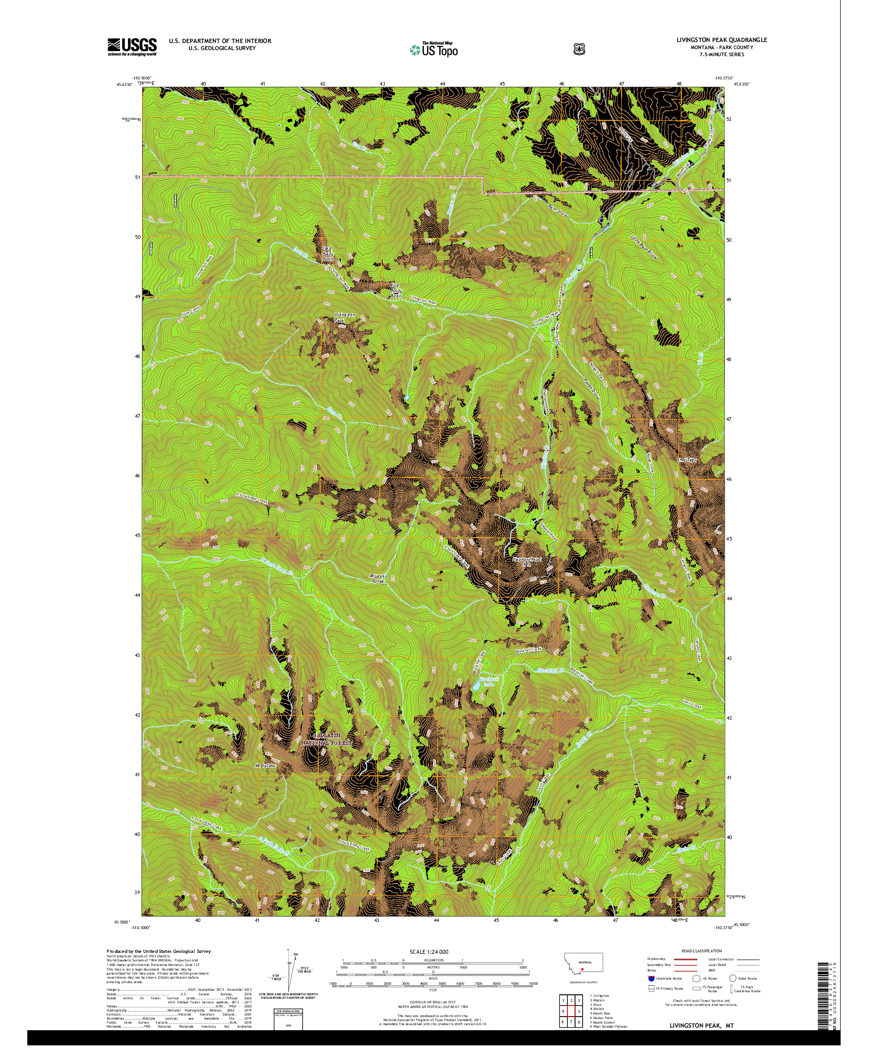 USGS US TOPO 7.5-MINUTE MAP FOR LIVINGSTON PEAK, MT 2020