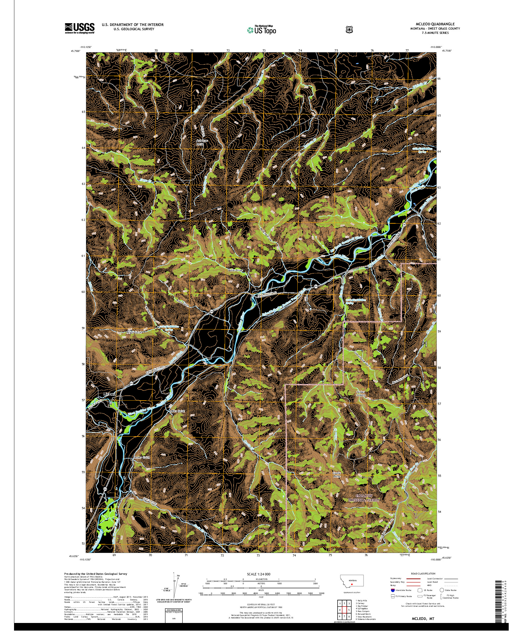 USGS US TOPO 7.5-MINUTE MAP FOR MCLEOD, MT 2020