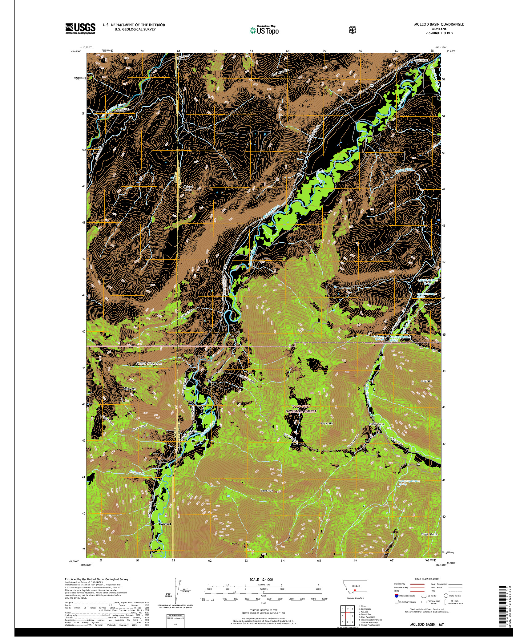 USGS US TOPO 7.5-MINUTE MAP FOR MCLEOD BASIN, MT 2020