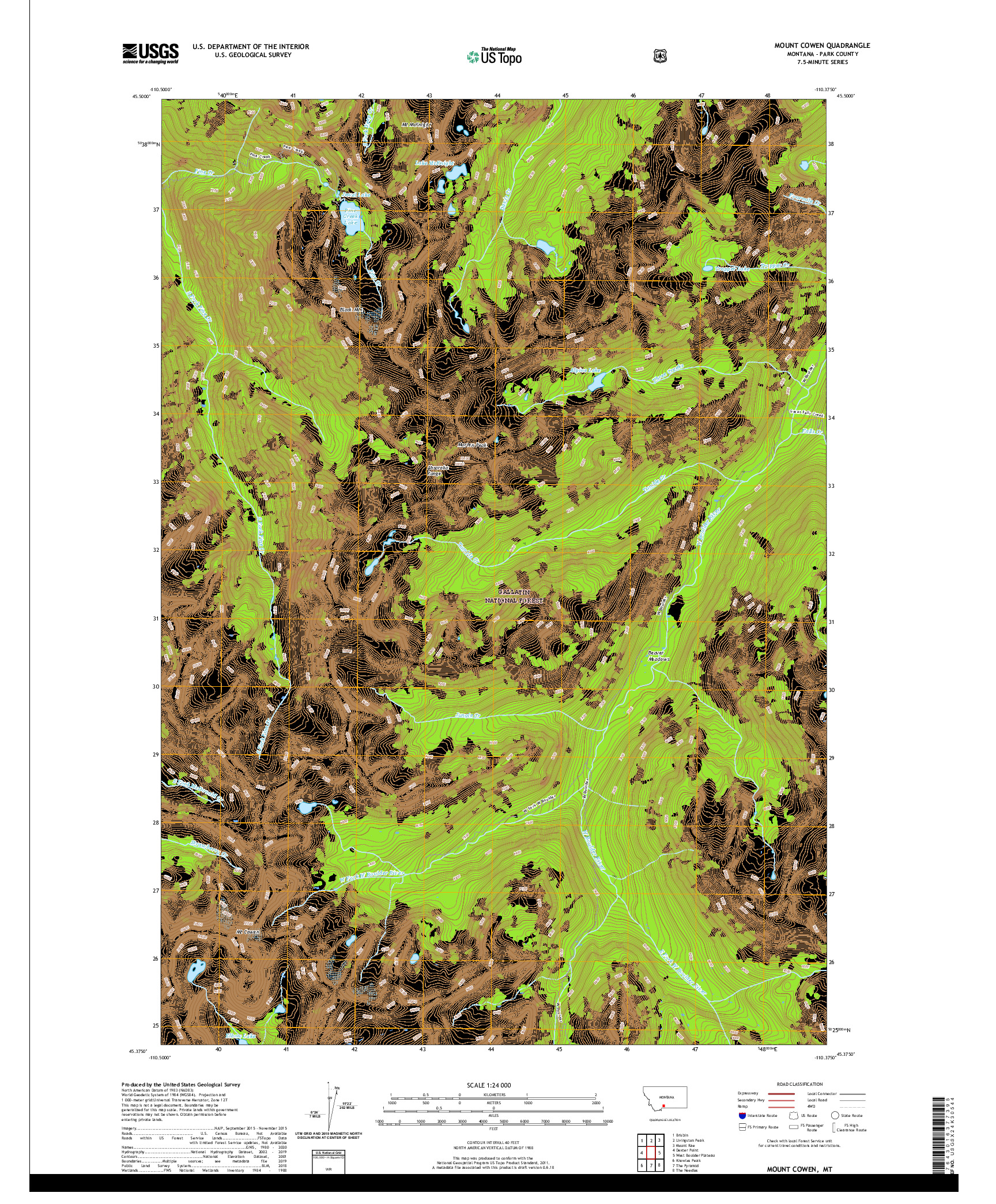 USGS US TOPO 7.5-MINUTE MAP FOR MOUNT COWEN, MT 2020