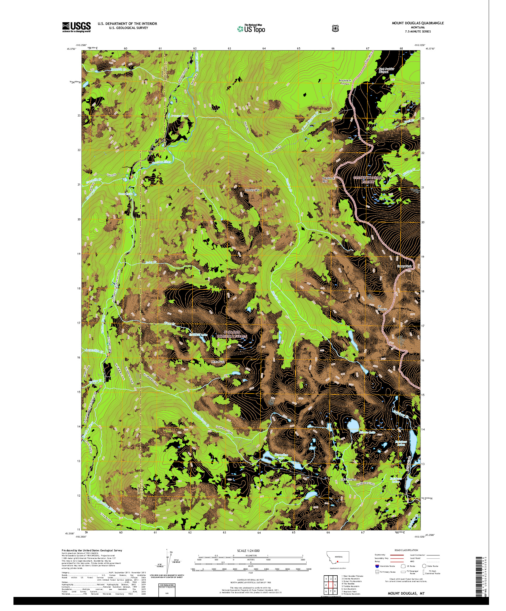 USGS US TOPO 7.5-MINUTE MAP FOR MOUNT DOUGLAS, MT 2020