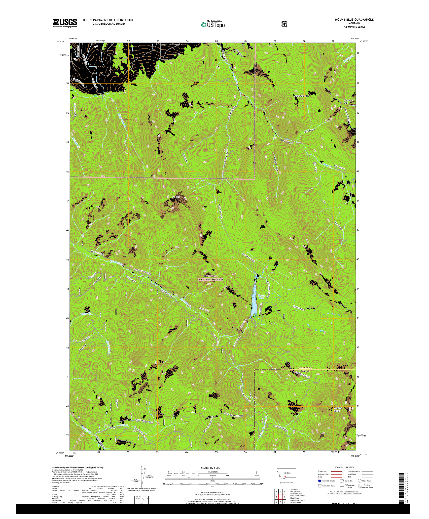 USGS US TOPO 7.5-MINUTE MAP FOR MOUNT ELLIS, MT 2020