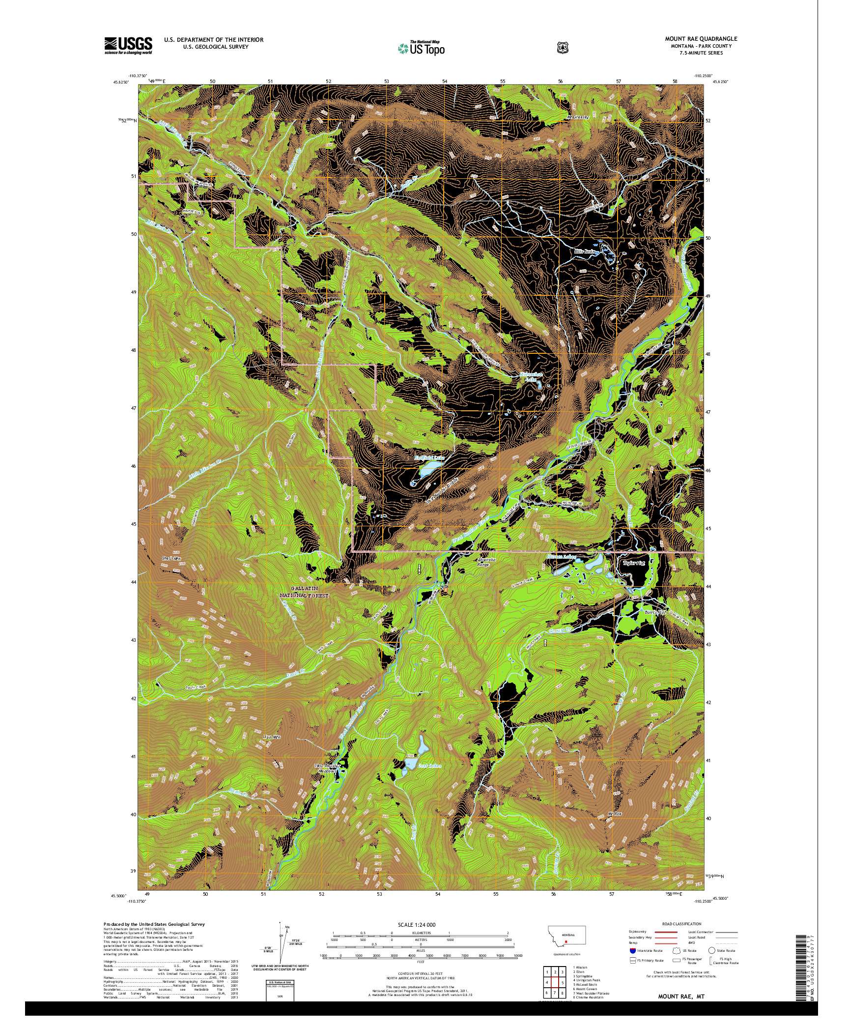 USGS US TOPO 7.5-MINUTE MAP FOR MOUNT RAE, MT 2020