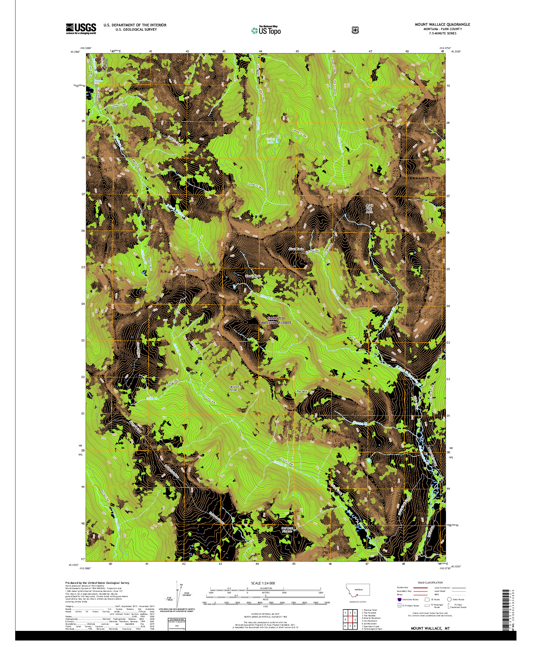 USGS US TOPO 7.5-MINUTE MAP FOR MOUNT WALLACE, MT 2020