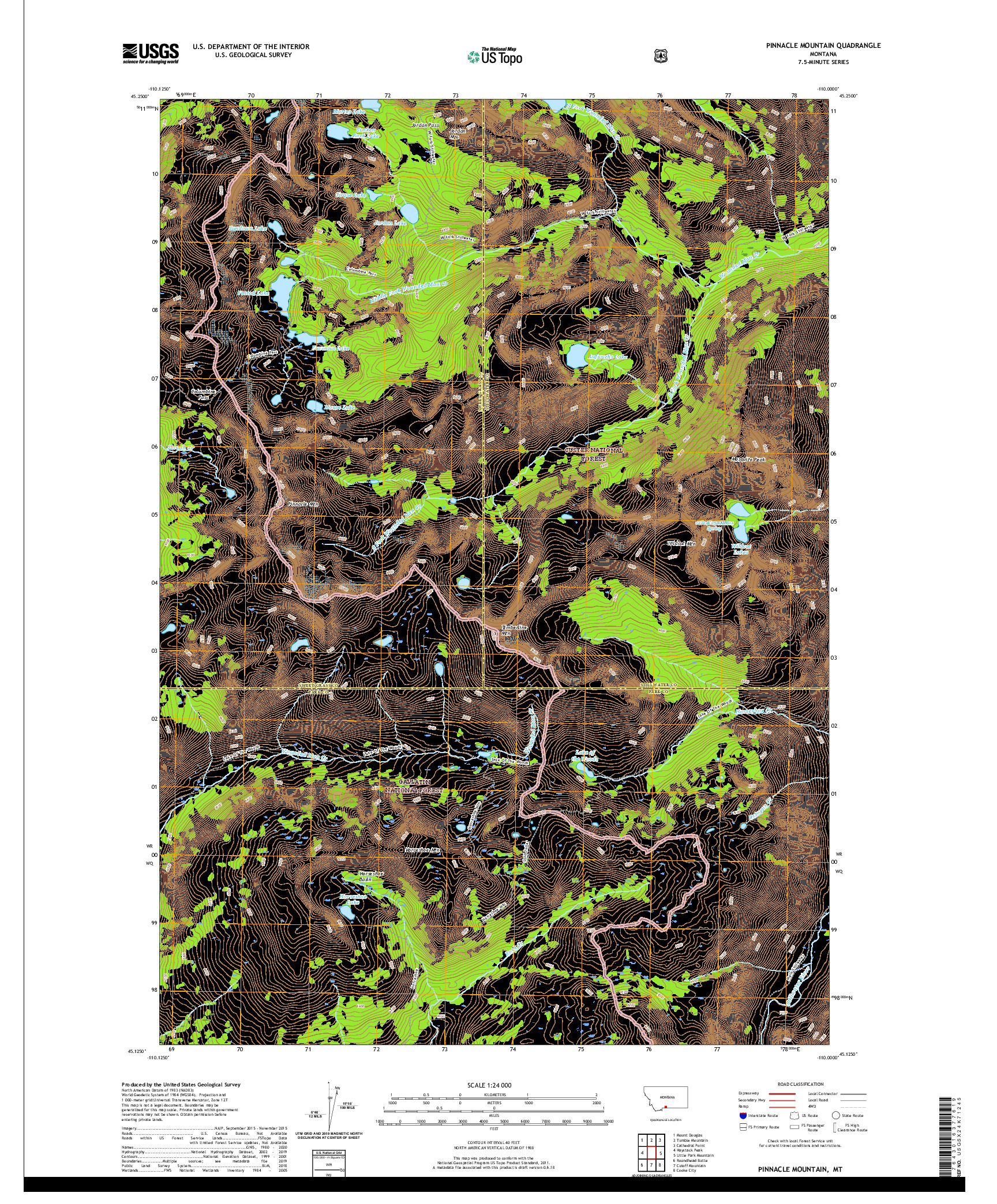 USGS US TOPO 7.5-MINUTE MAP FOR PINNACLE MOUNTAIN, MT 2020