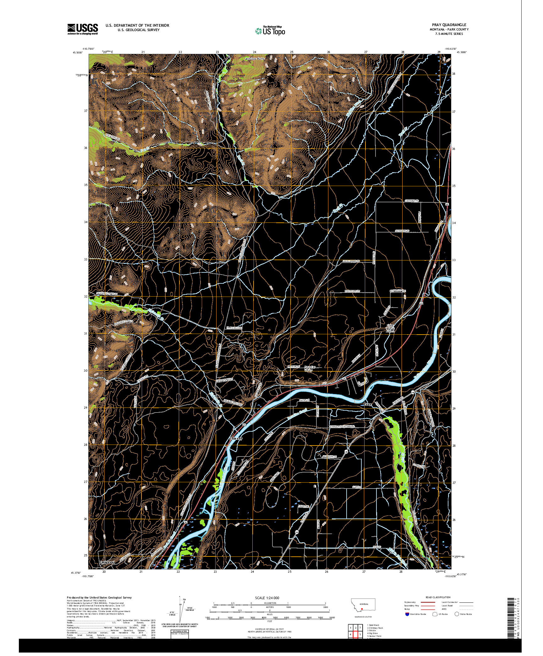 USGS US TOPO 7.5-MINUTE MAP FOR PRAY, MT 2020