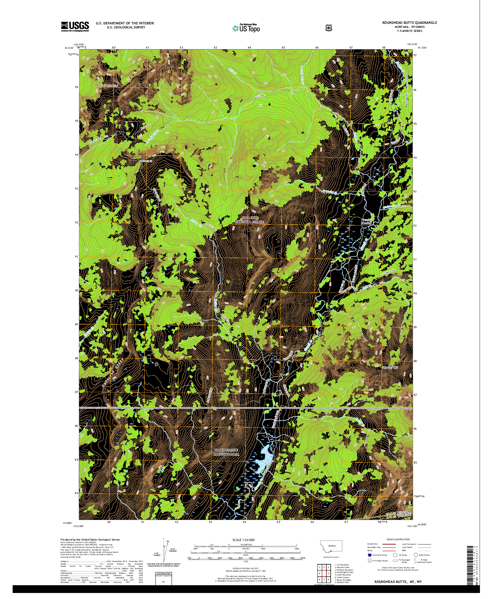 USGS US TOPO 7.5-MINUTE MAP FOR ROUNDHEAD BUTTE, MT,WY 2020
