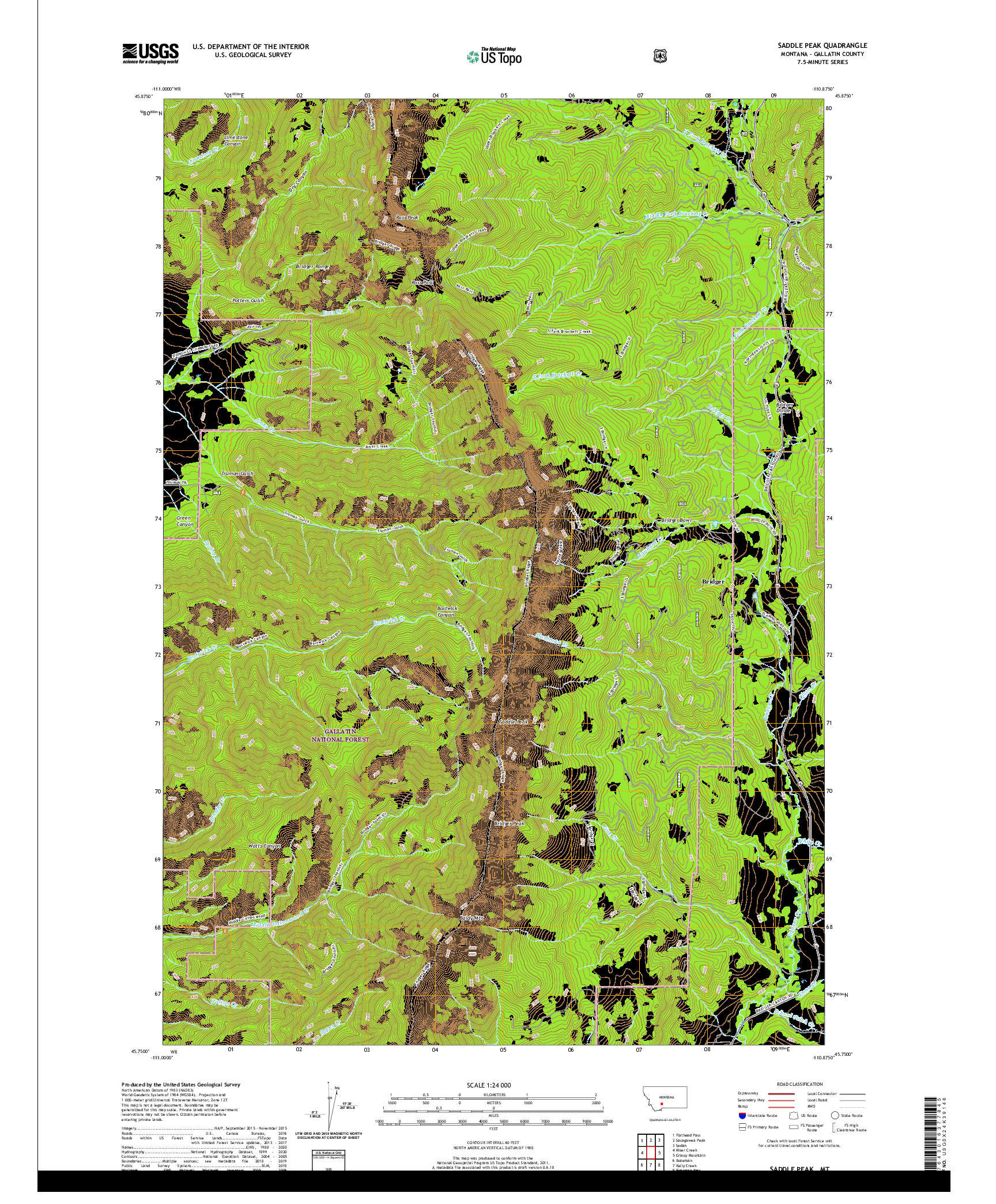 USGS US TOPO 7.5-MINUTE MAP FOR SADDLE PEAK, MT 2020