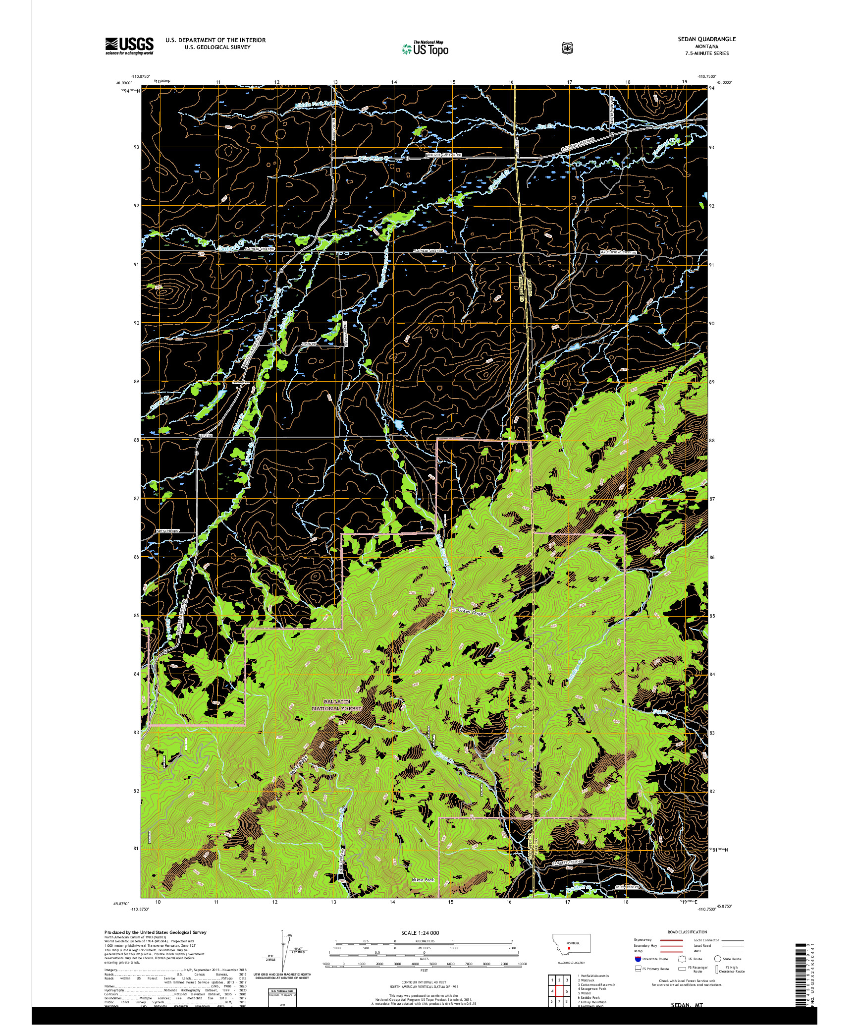 USGS US TOPO 7.5-MINUTE MAP FOR SEDAN, MT 2020