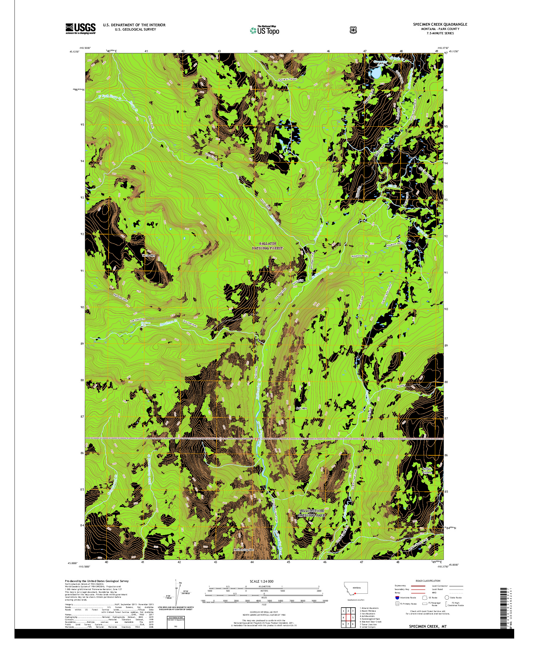 USGS US TOPO 7.5-MINUTE MAP FOR SPECIMEN CREEK, MT 2020