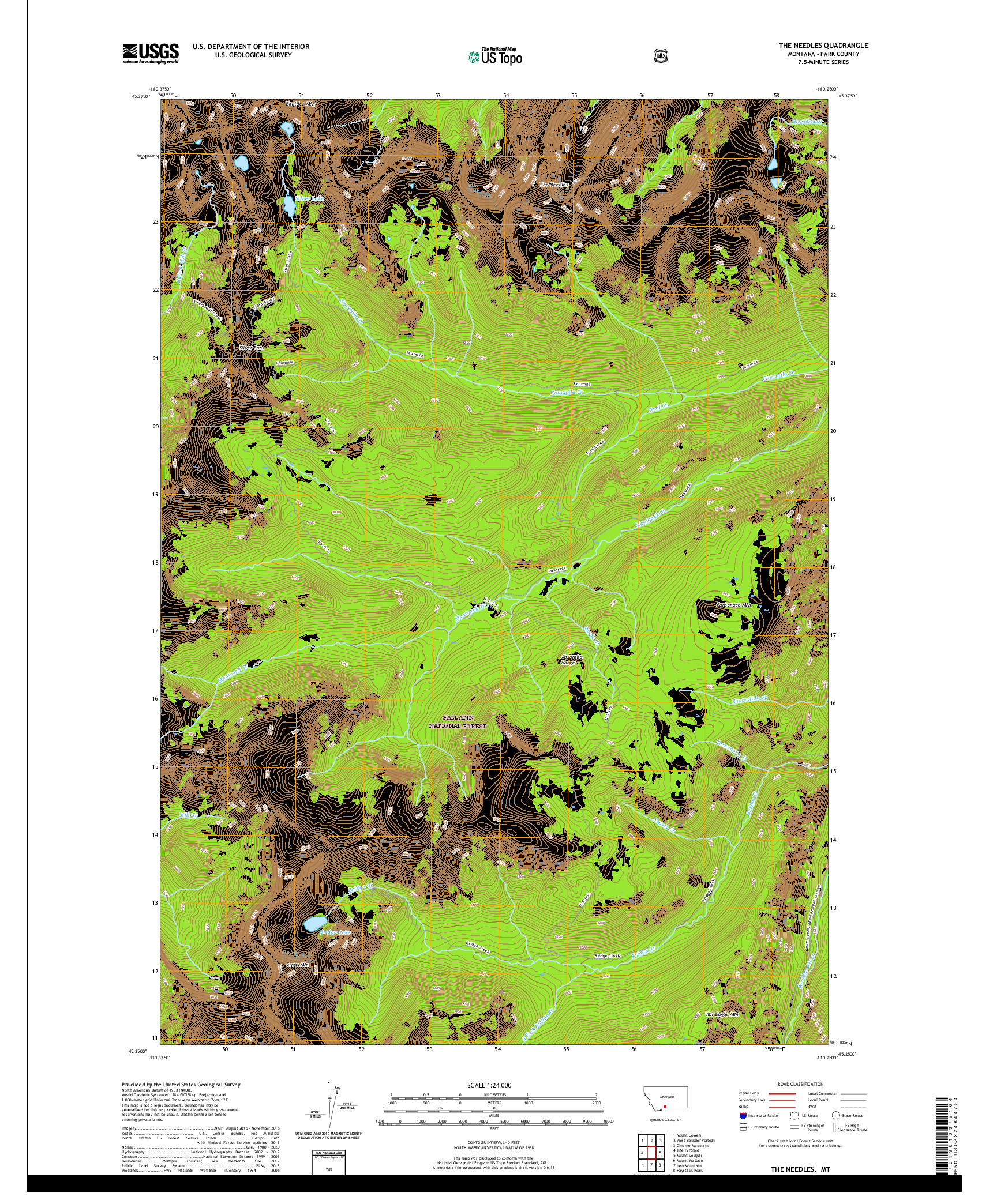USGS US TOPO 7.5-MINUTE MAP FOR THE NEEDLES, MT 2020