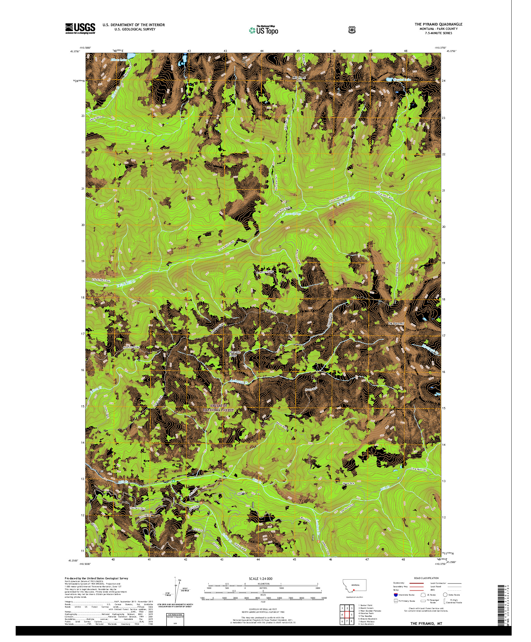 USGS US TOPO 7.5-MINUTE MAP FOR THE PYRAMID, MT 2020