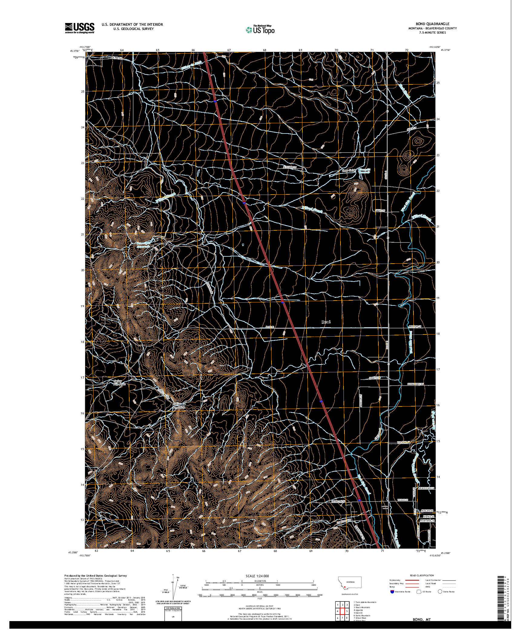 USGS US TOPO 7.5-MINUTE MAP FOR BOND, MT 2020