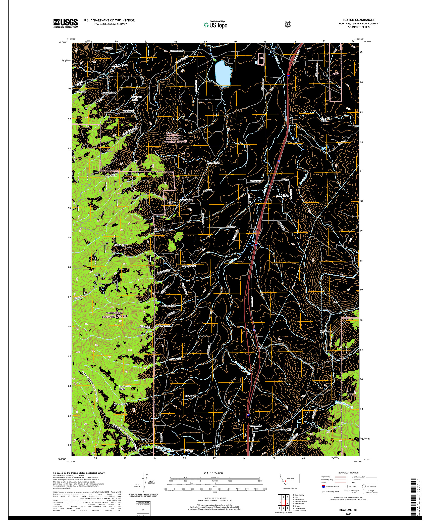 USGS US TOPO 7.5-MINUTE MAP FOR BUXTON, MT 2020