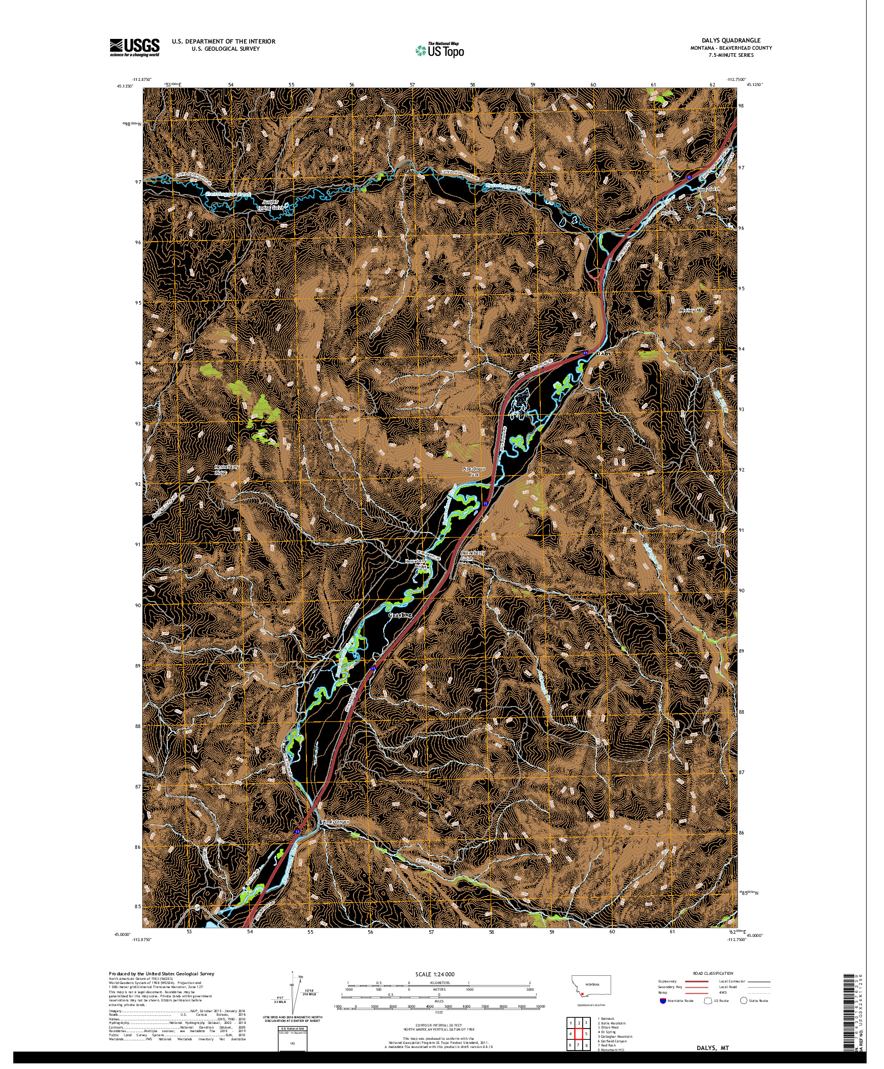USGS US TOPO 7.5-MINUTE MAP FOR DALYS, MT 2020
