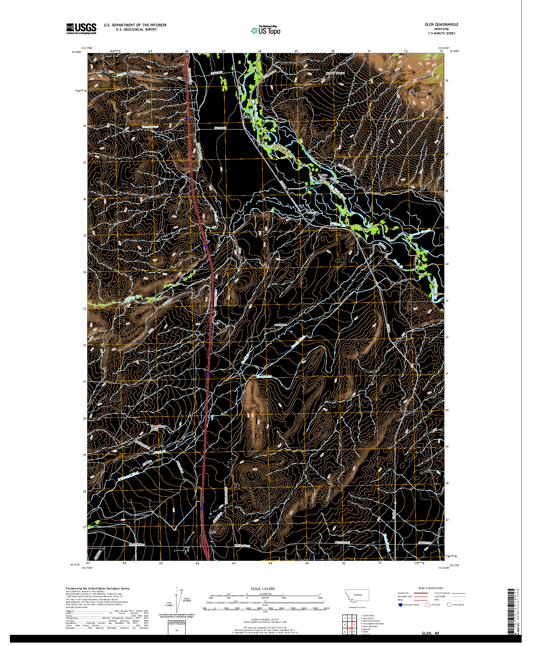 USGS US TOPO 7.5-MINUTE MAP FOR GLEN, MT 2020