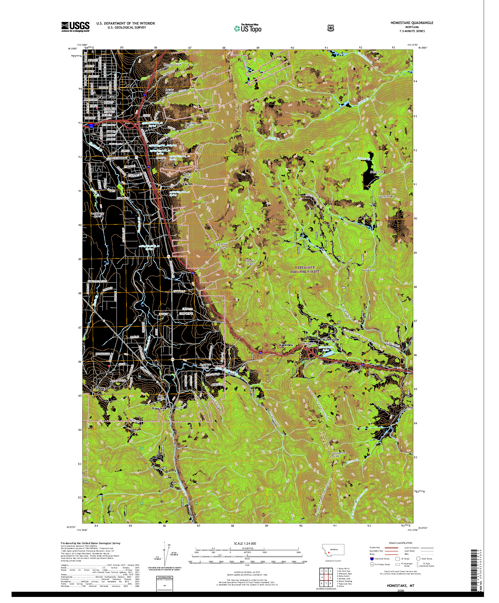 USGS US TOPO 7.5-MINUTE MAP FOR HOMESTAKE, MT 2020
