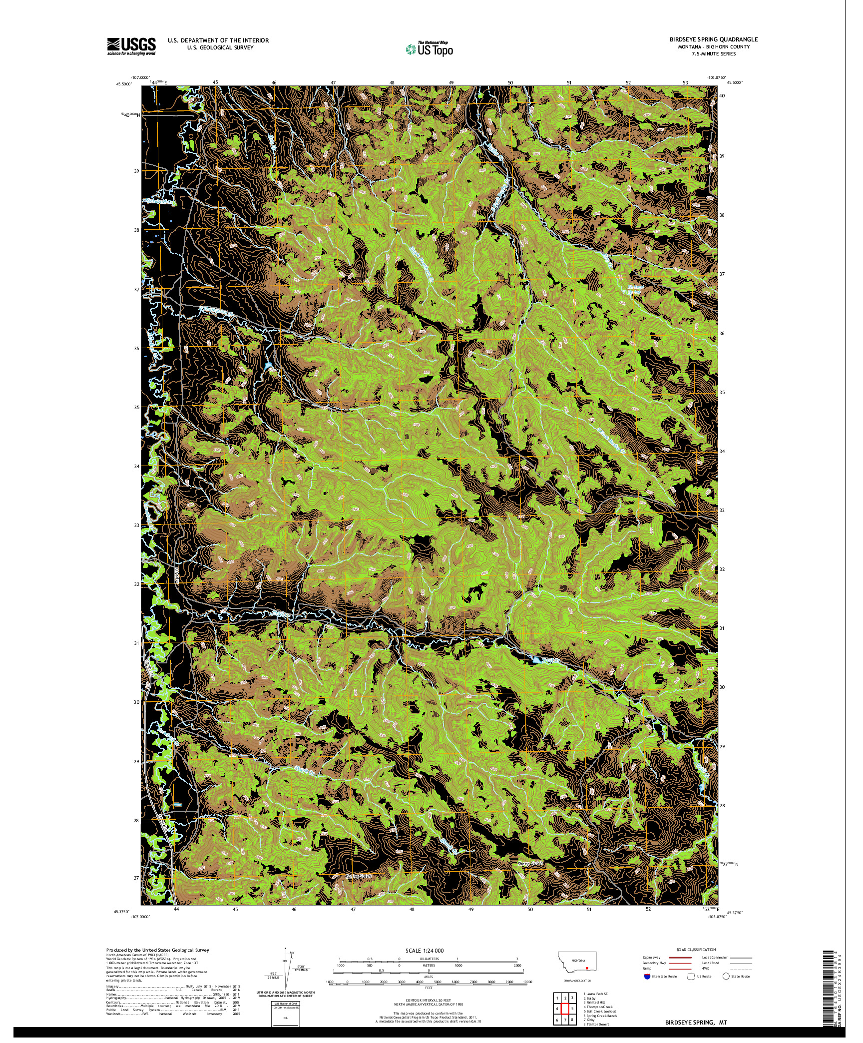 USGS US TOPO 7.5-MINUTE MAP FOR BIRDSEYE SPRING, MT 2020