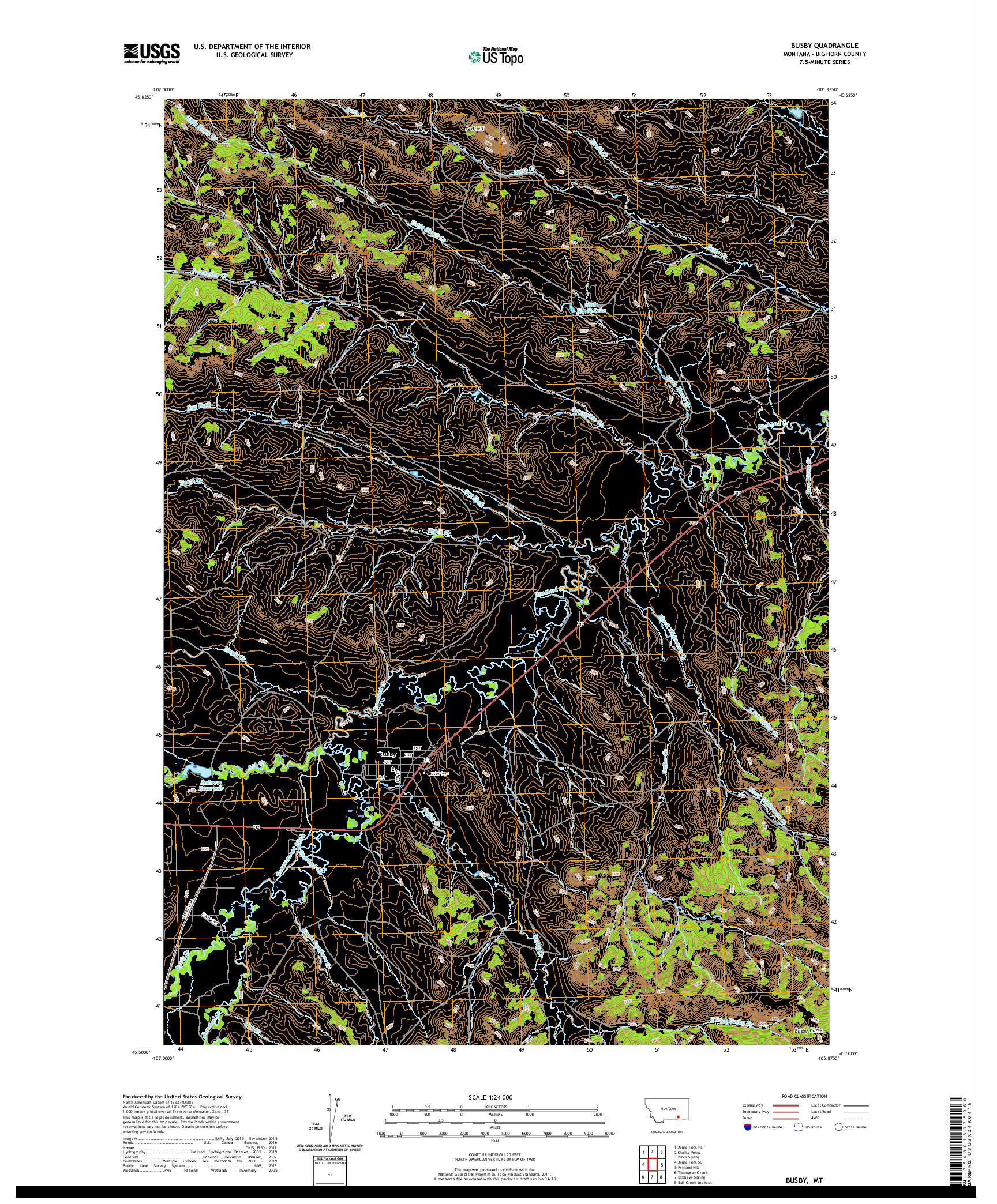 USGS US TOPO 7.5-MINUTE MAP FOR BUSBY, MT 2020