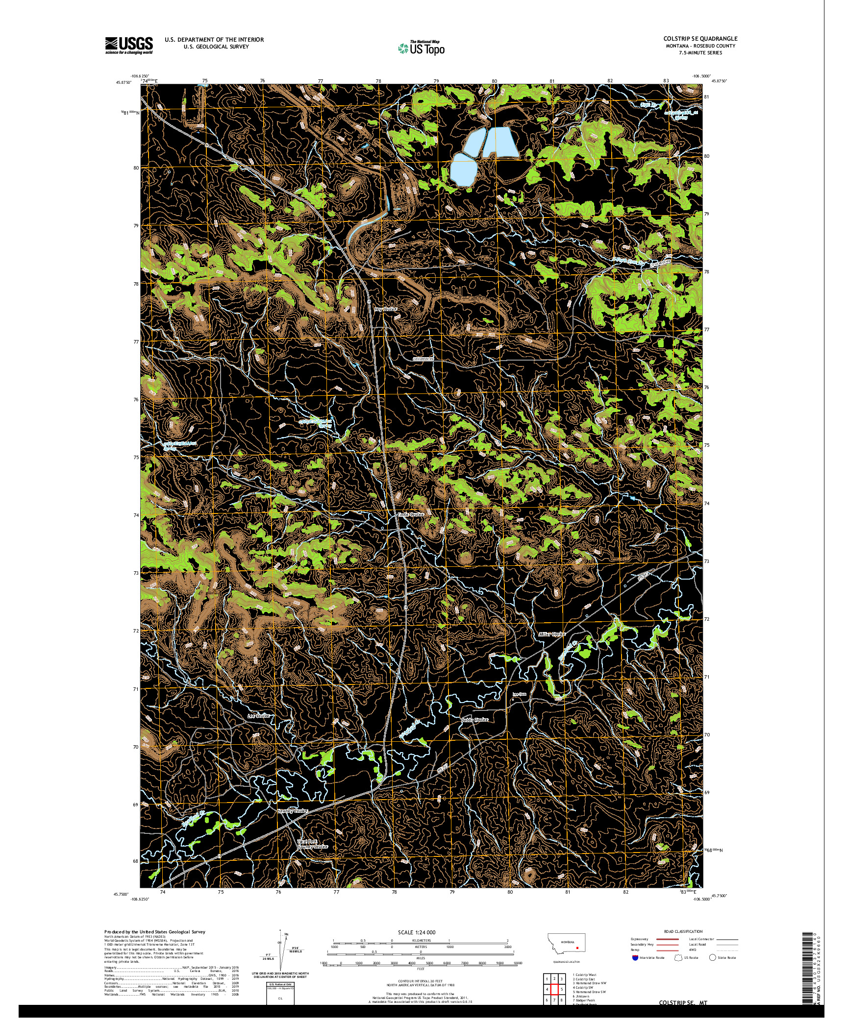 USGS US TOPO 7.5-MINUTE MAP FOR COLSTRIP SE, MT 2020