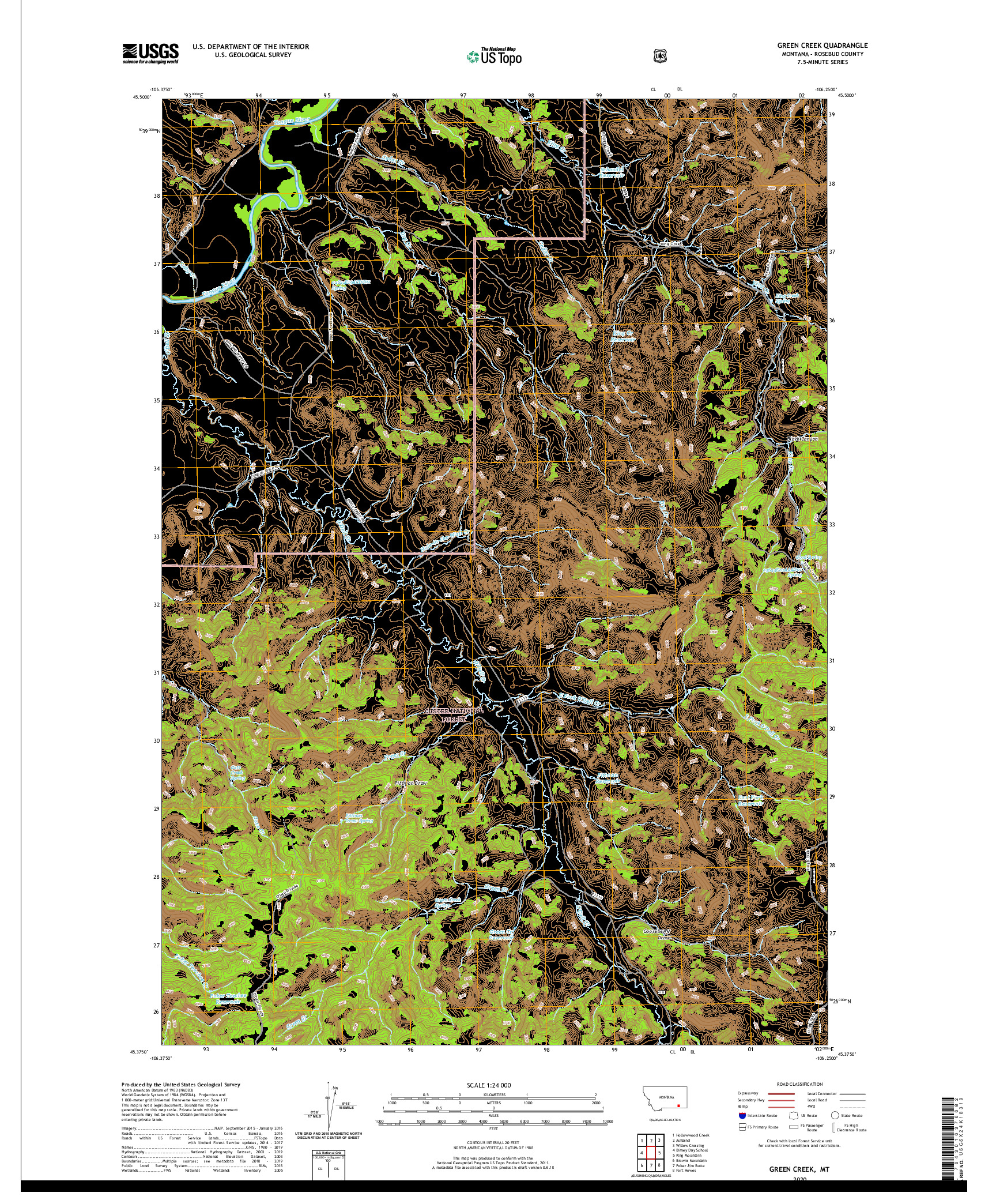 USGS US TOPO 7.5-MINUTE MAP FOR GREEN CREEK, MT 2020