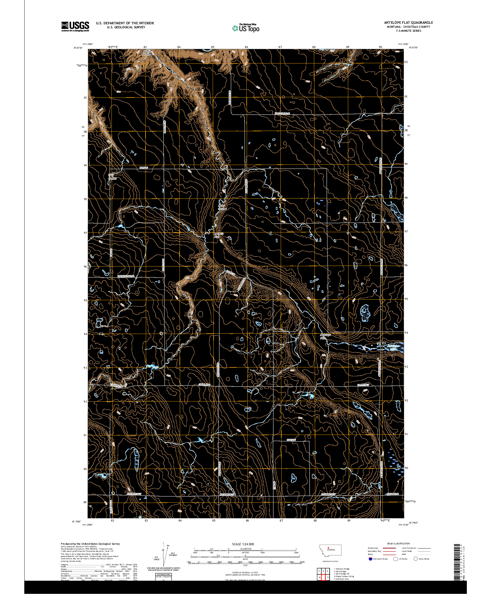 USGS US TOPO 7.5-MINUTE MAP FOR ANTELOPE FLAT, MT 2020
