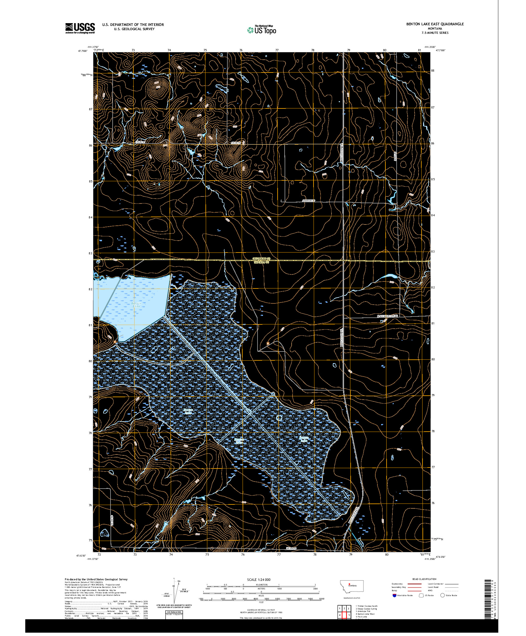 USGS US TOPO 7.5-MINUTE MAP FOR BENTON LAKE EAST, MT 2020