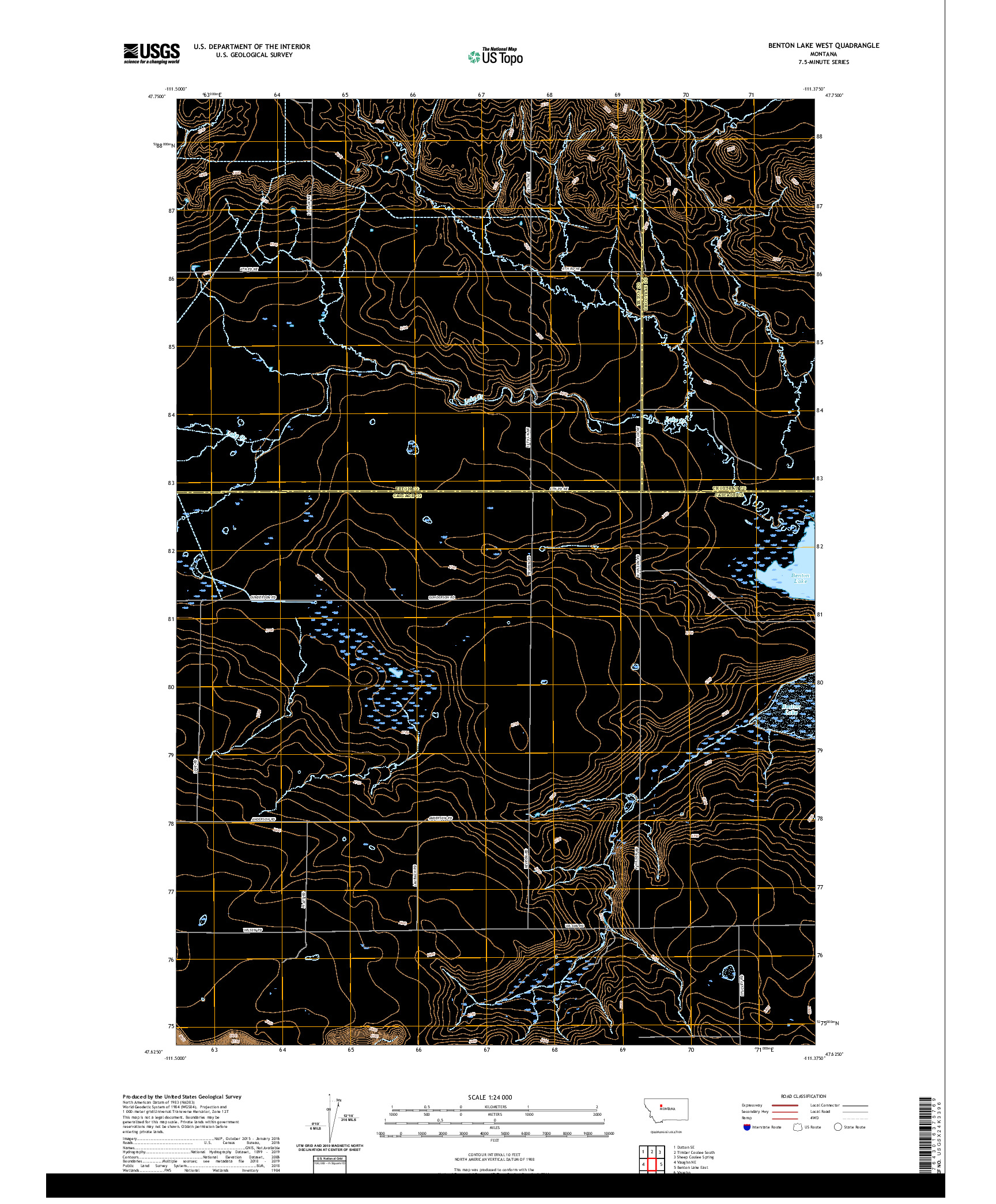 USGS US TOPO 7.5-MINUTE MAP FOR BENTON LAKE WEST, MT 2020