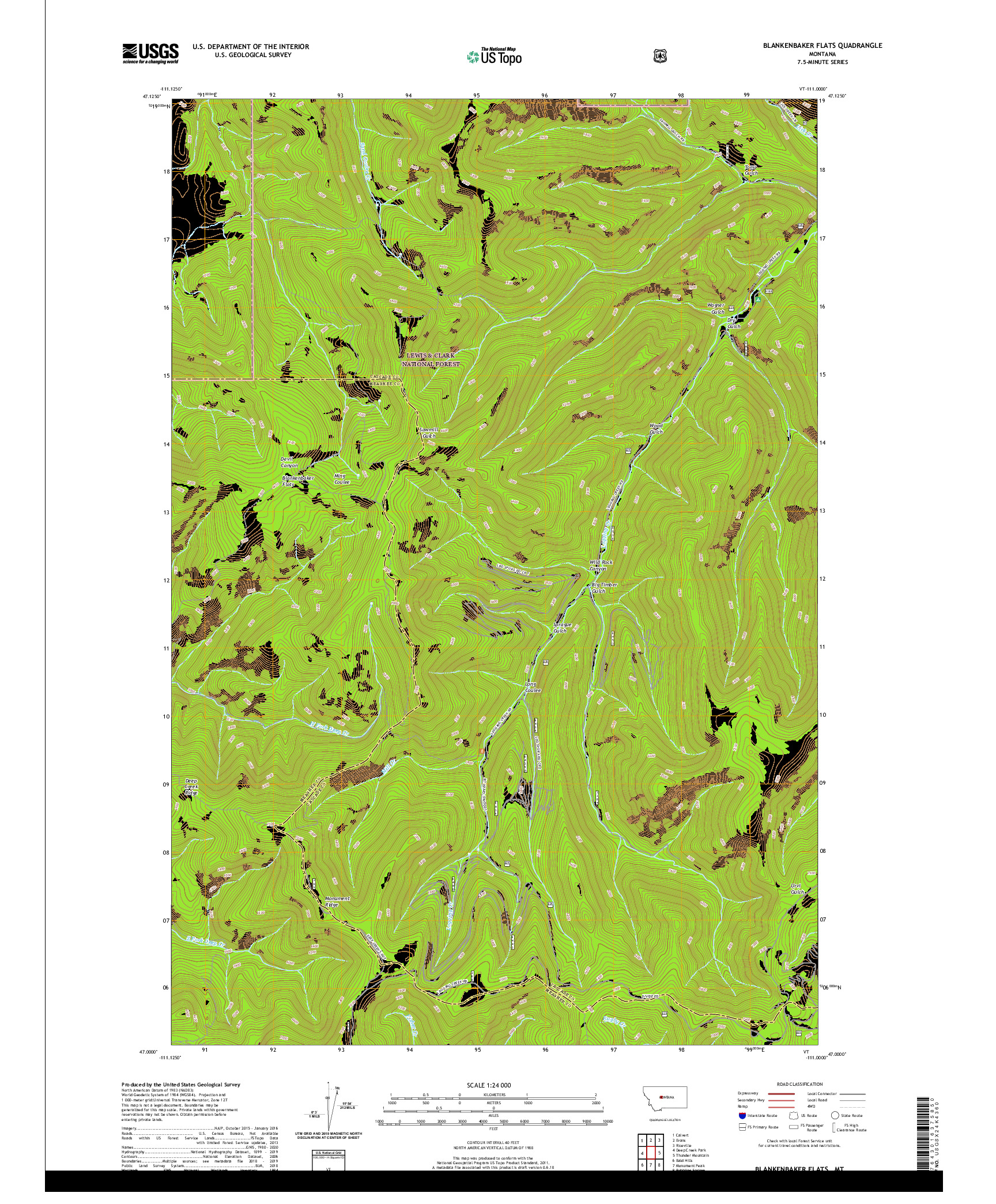 USGS US TOPO 7.5-MINUTE MAP FOR BLANKENBAKER FLATS, MT 2020