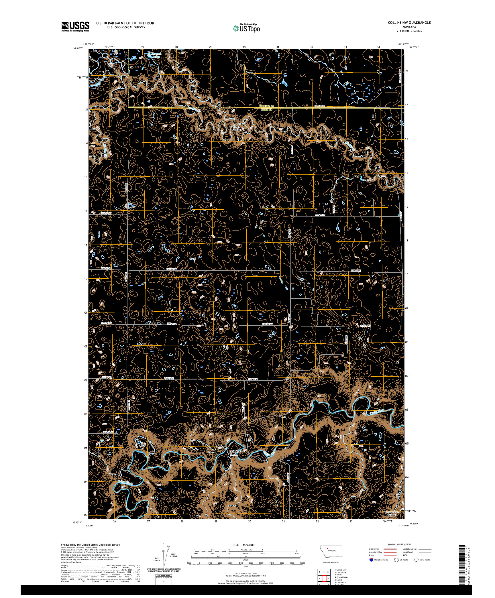 USGS US TOPO 7.5-MINUTE MAP FOR COLLINS NW, MT 2020