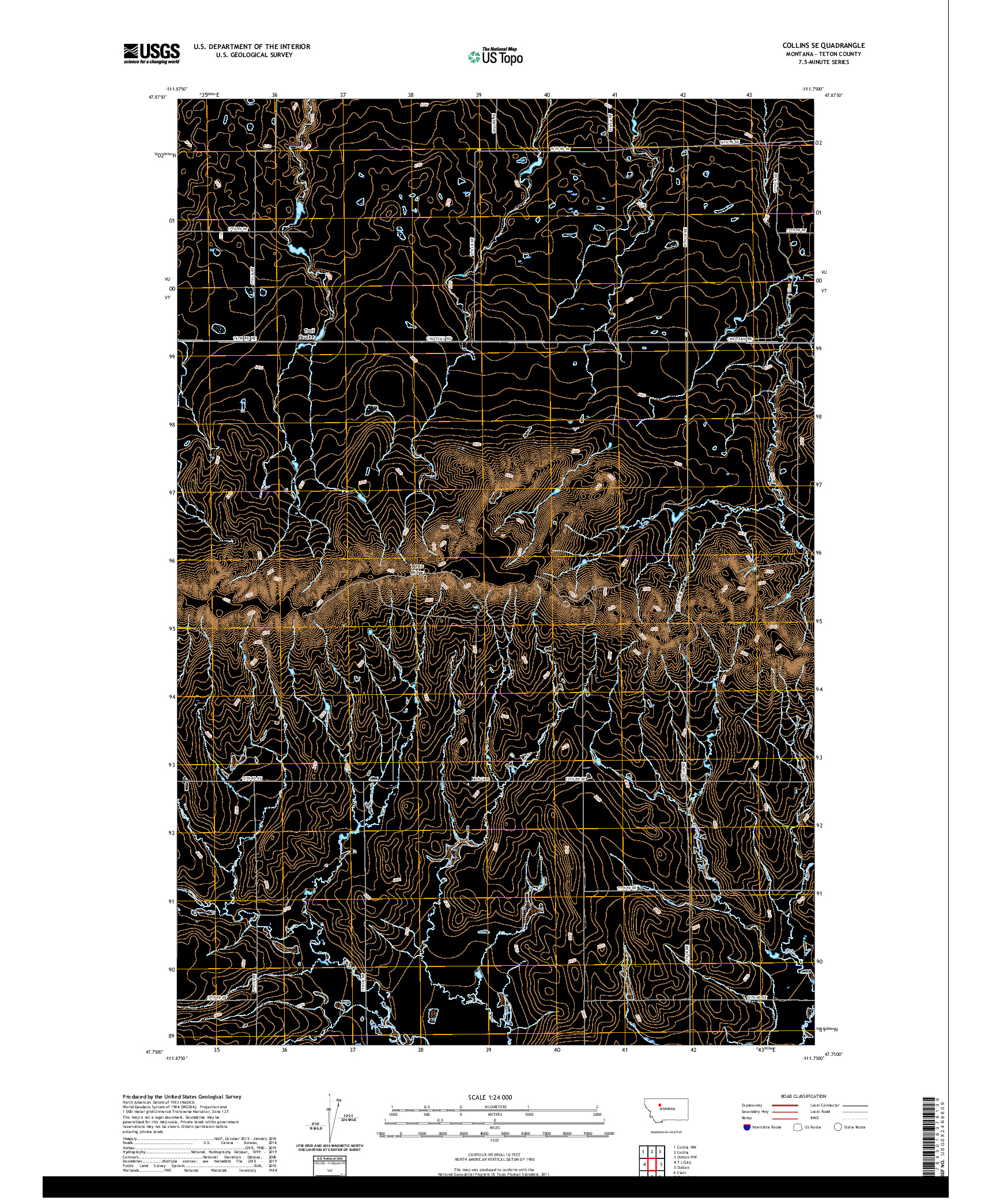 USGS US TOPO 7.5-MINUTE MAP FOR COLLINS SE, MT 2020