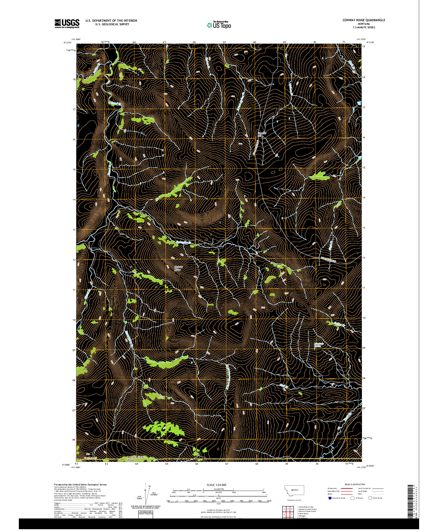 USGS US TOPO 7.5-MINUTE MAP FOR CONWAY RIDGE, MT 2020