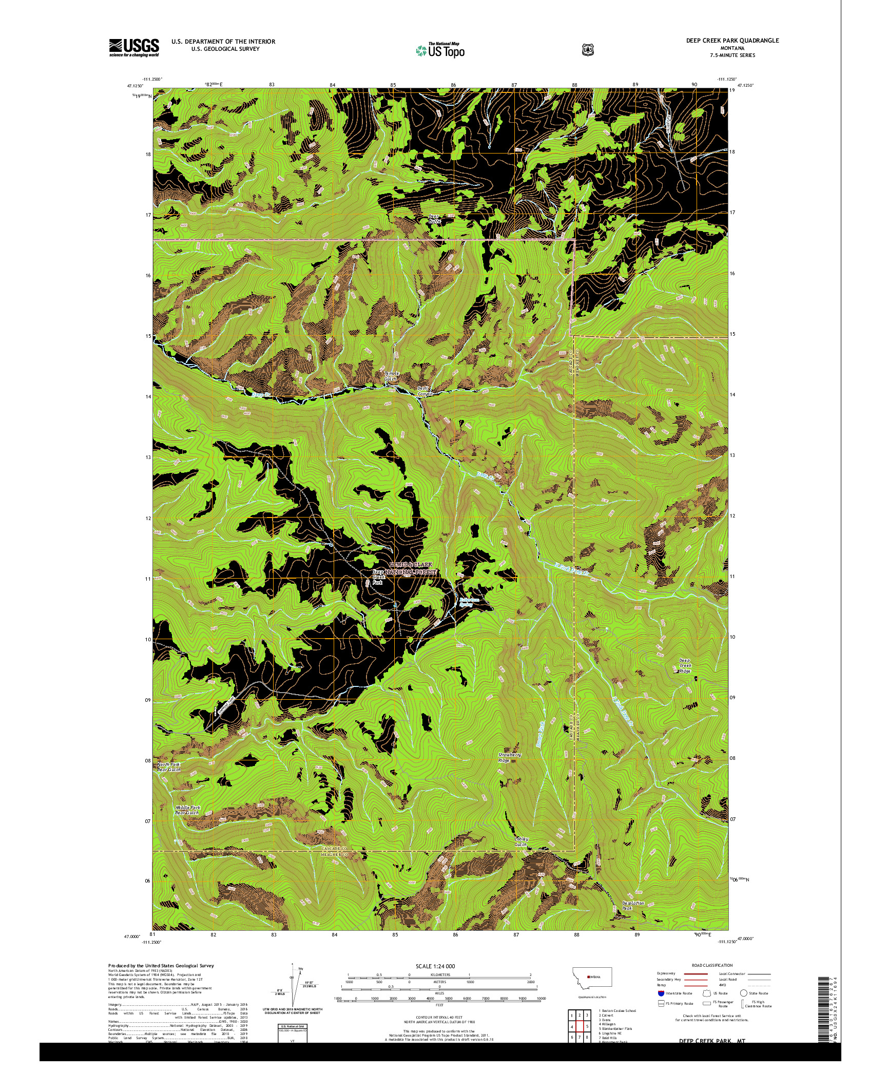 USGS US TOPO 7.5-MINUTE MAP FOR DEEP CREEK PARK, MT 2020