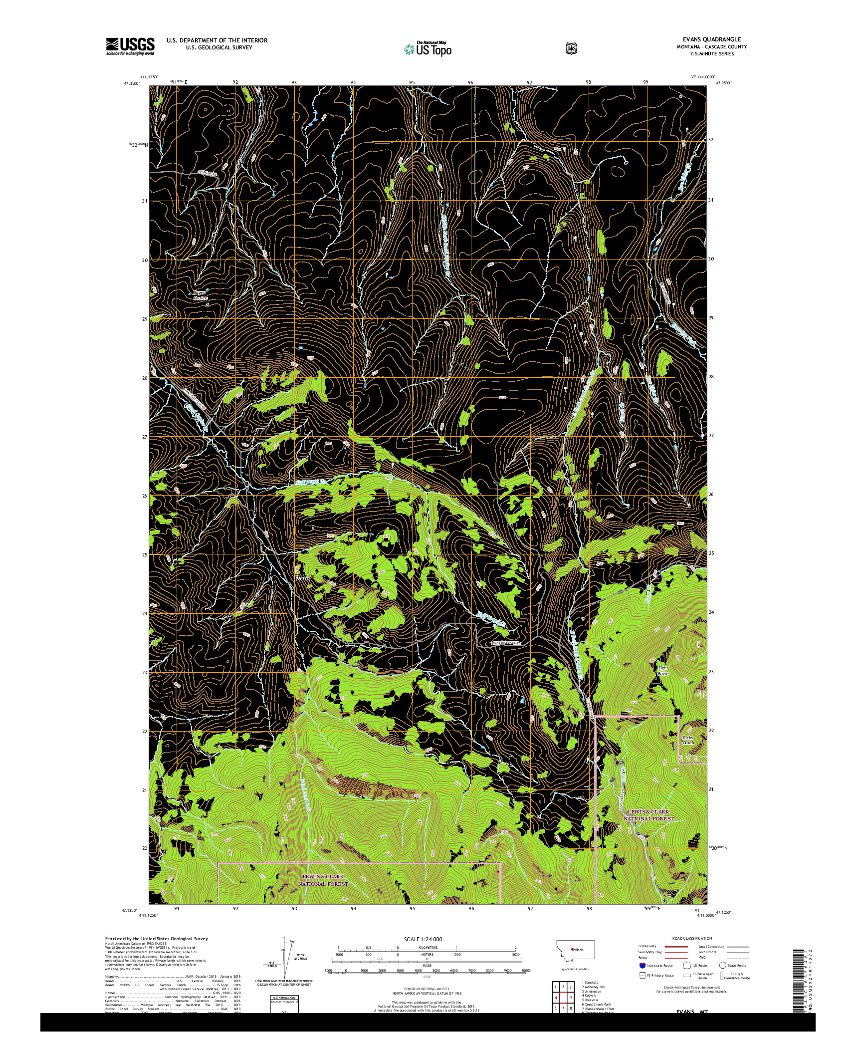 USGS US TOPO 7.5-MINUTE MAP FOR EVANS, MT 2020