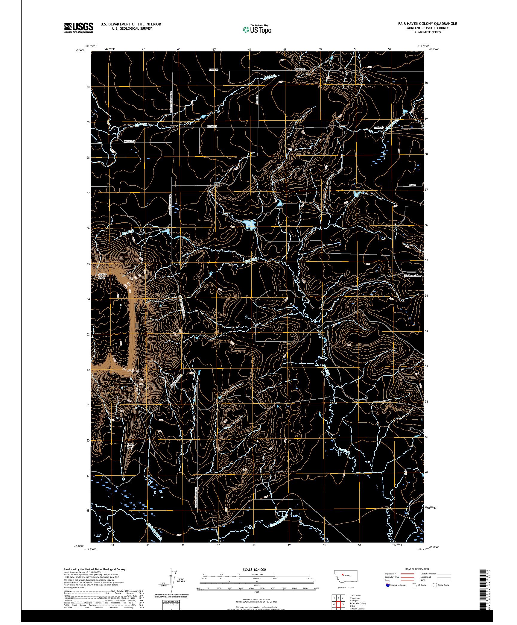 USGS US TOPO 7.5-MINUTE MAP FOR FAIR HAVEN COLONY, MT 2020