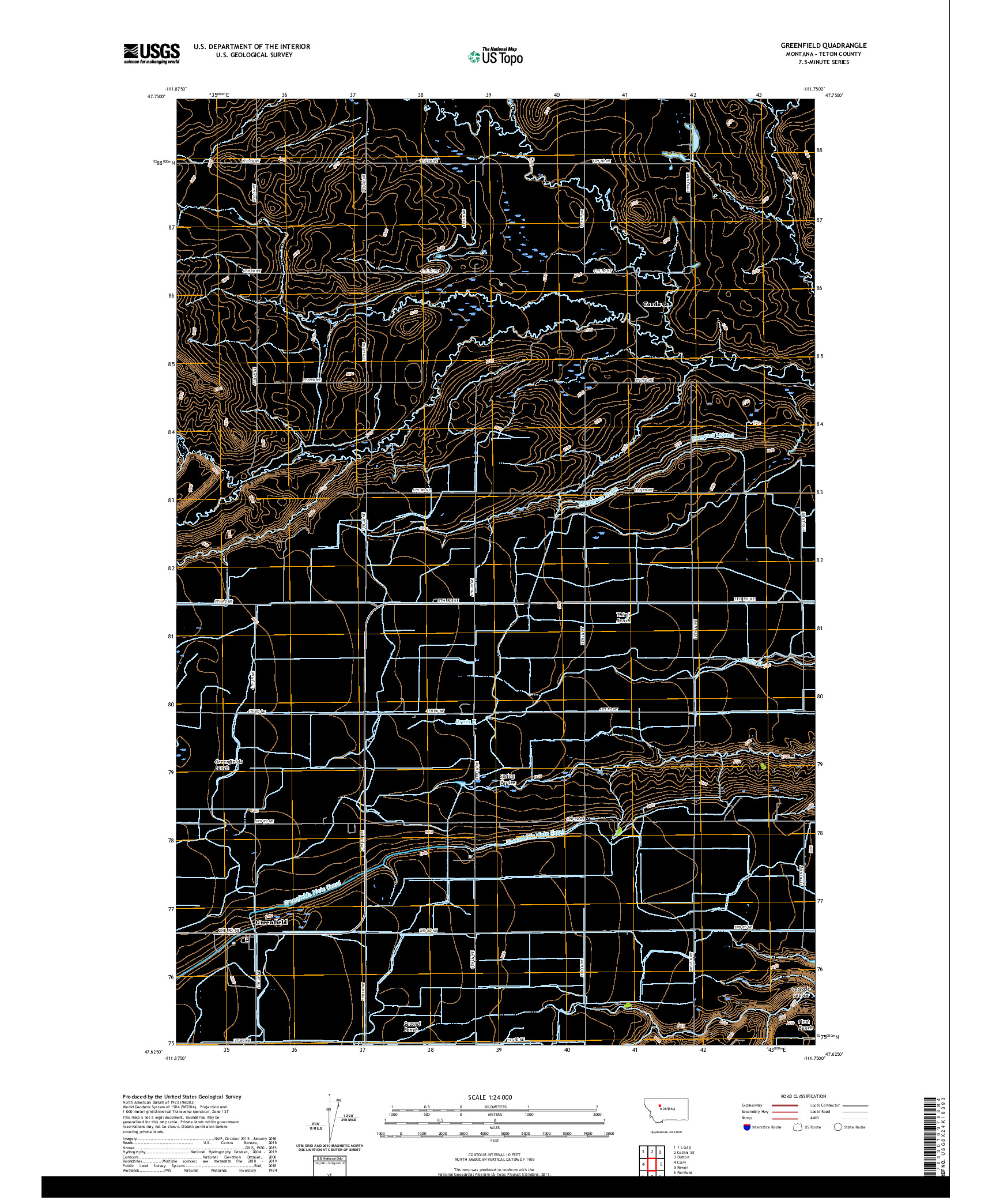 USGS US TOPO 7.5-MINUTE MAP FOR GREENFIELD, MT 2020