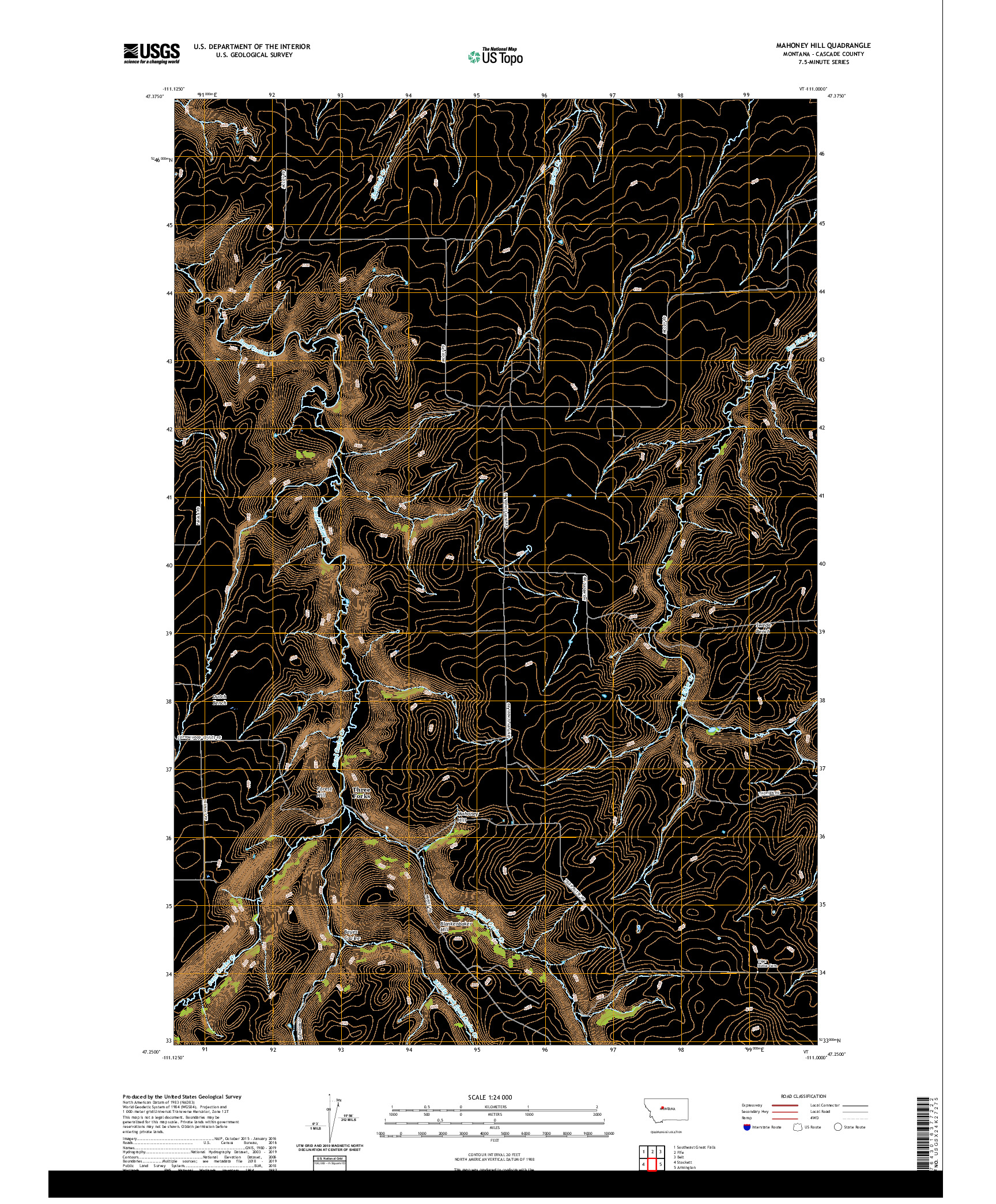 USGS US TOPO 7.5-MINUTE MAP FOR MAHONEY HILL, MT 2020
