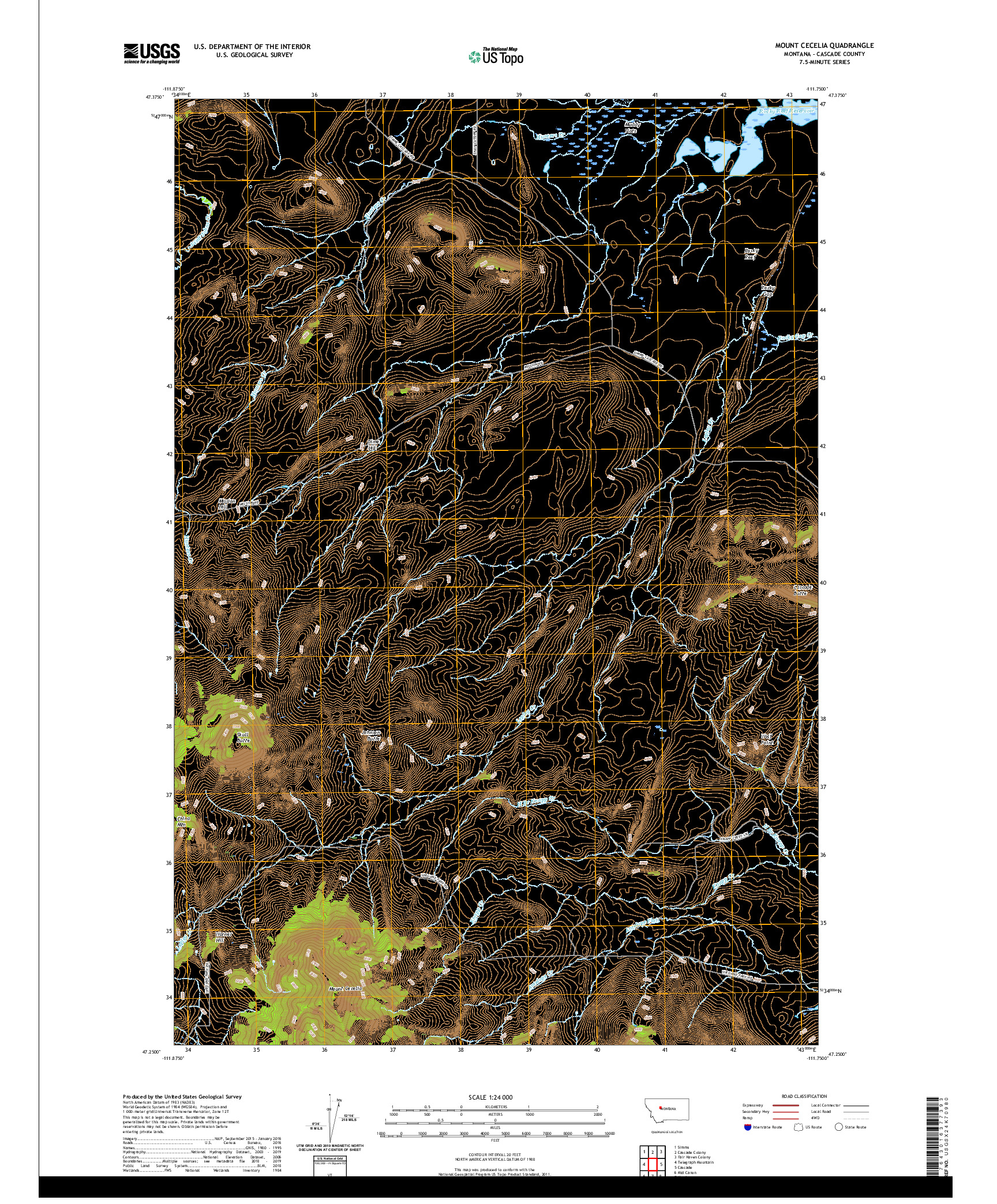 USGS US TOPO 7.5-MINUTE MAP FOR MOUNT CECELIA, MT 2020