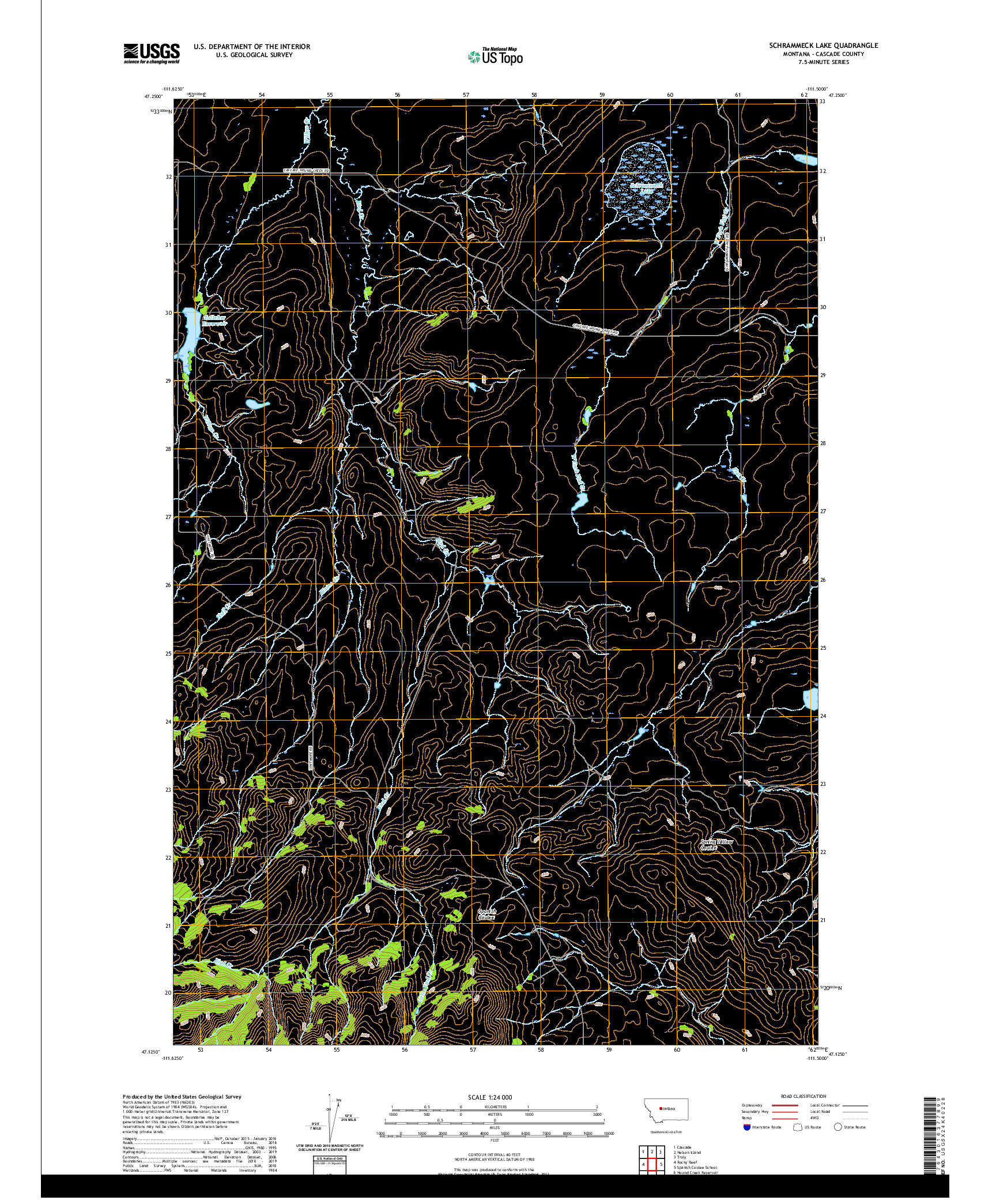 USGS US TOPO 7.5-MINUTE MAP FOR SCHRAMMECK LAKE, MT 2020