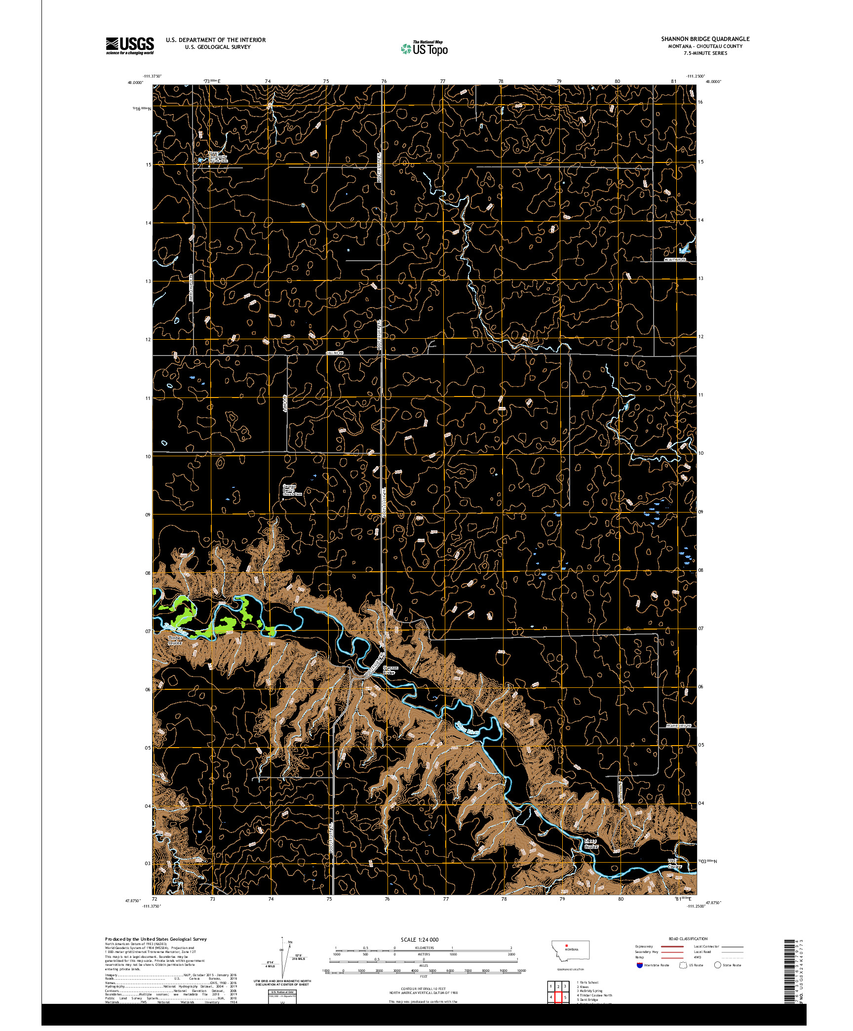 USGS US TOPO 7.5-MINUTE MAP FOR SHANNON BRIDGE, MT 2020