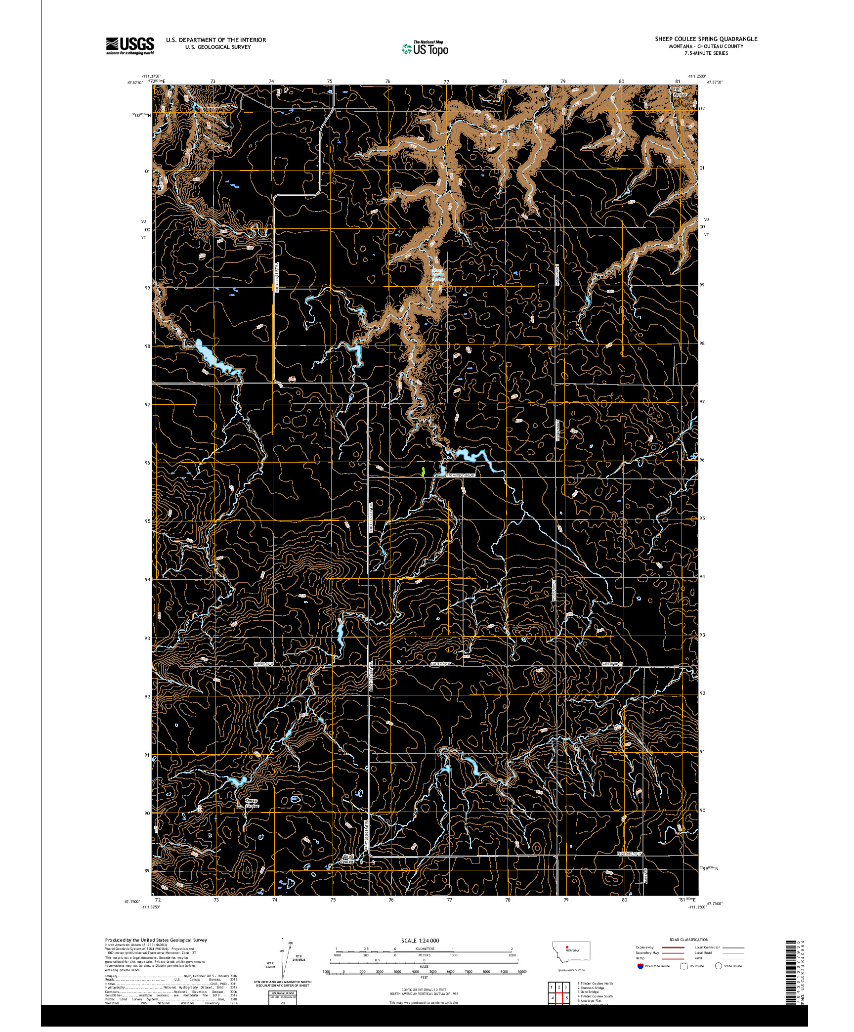 USGS US TOPO 7.5-MINUTE MAP FOR SHEEP COULEE SPRING, MT 2020