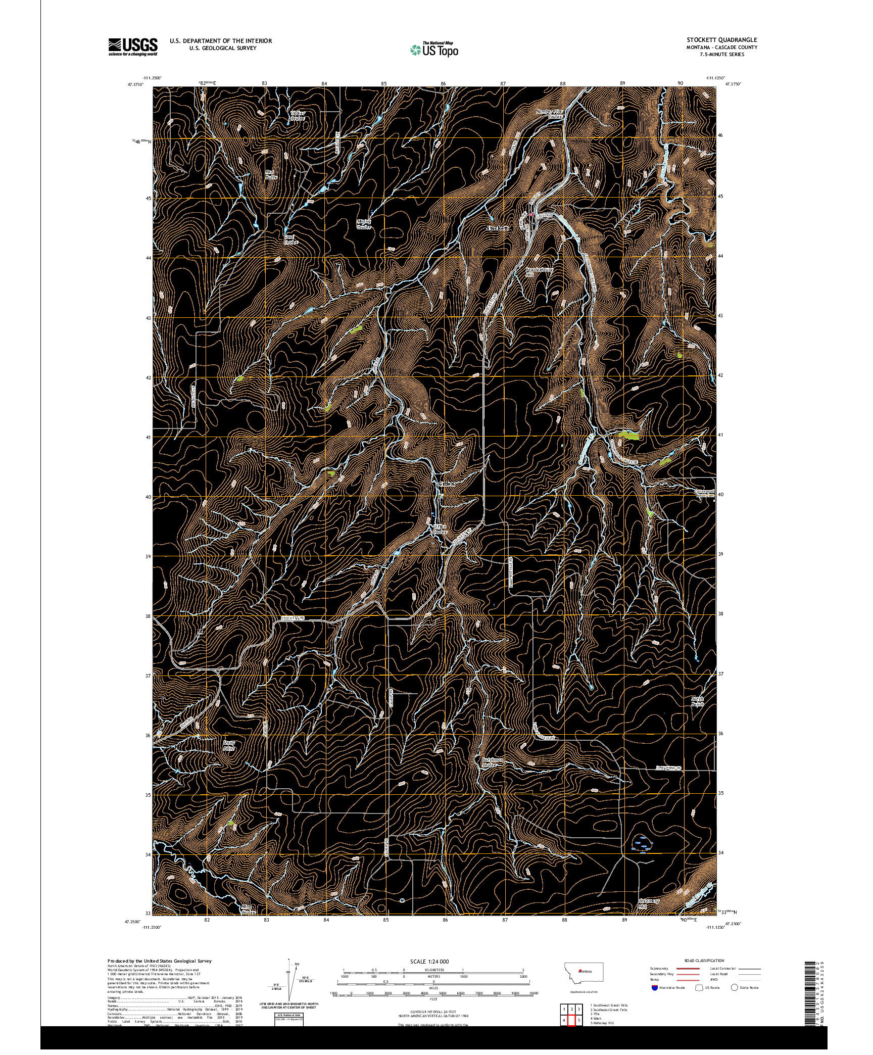USGS US TOPO 7.5-MINUTE MAP FOR STOCKETT, MT 2020